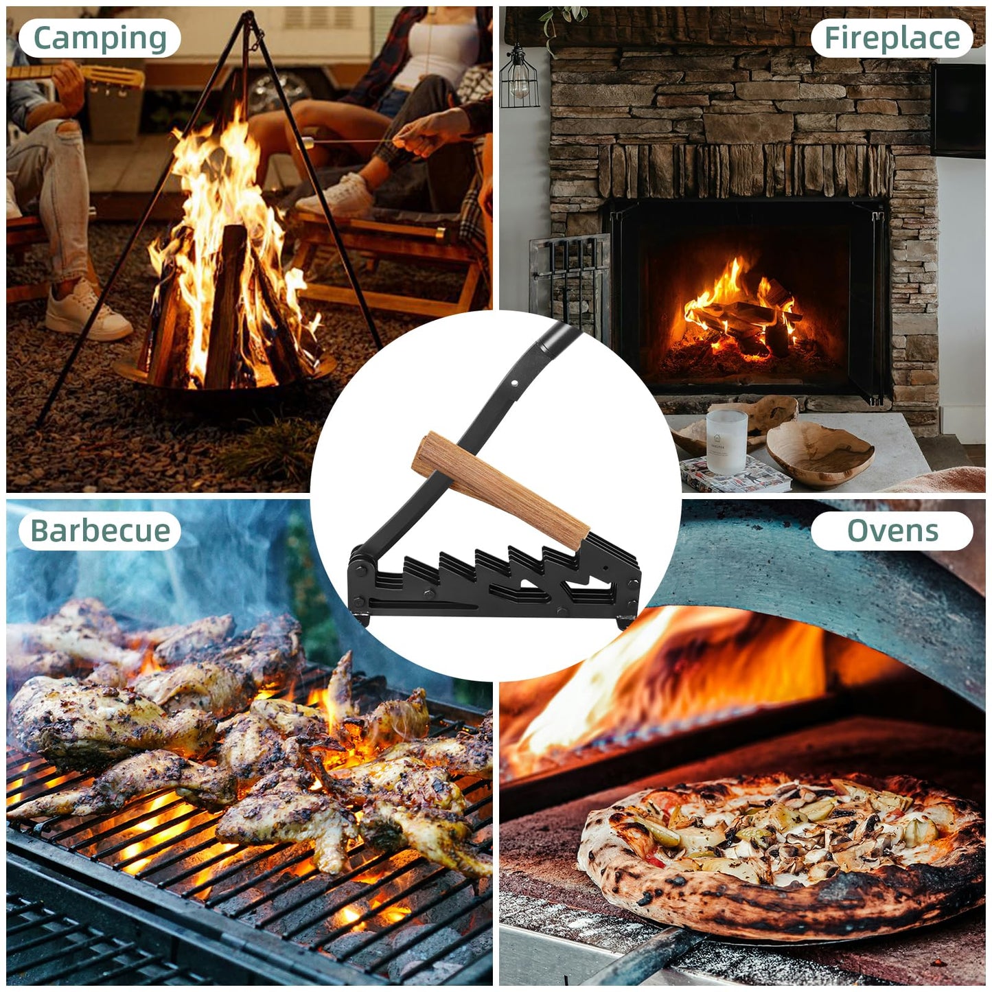 XCZNAGS Wall Mounted Wood Splitter: Dual-Handle Manual Kindling Splitter with 6-Tooth Clamping, Heavy Duty Steel Log Splitter for Soft Firewood, Includes Gloves and Screws for Indoor and Outdoor Use