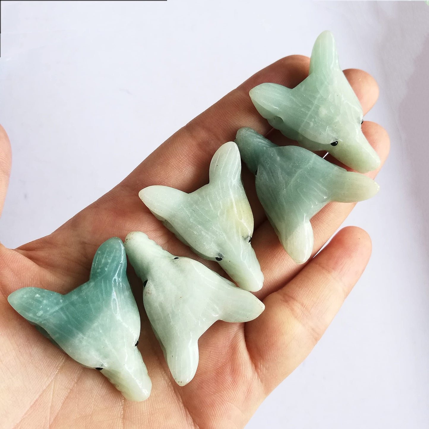 Bacatgem Natural Amazonite 1.37 inchs Wolf Head Pocket Crystals and Healing Stone Figurine,Haped DIY-Jewelry Pendant