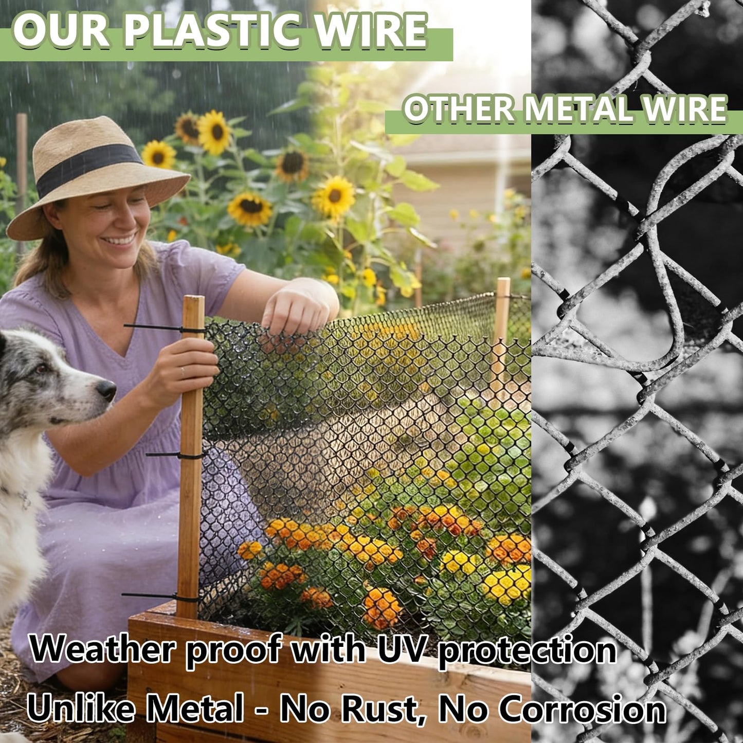 Tilvex 15.7" x 10' Plastic Mesh Fence Roll - Heavy Duty Chicken Wire Mesh Fence - Upgraded Thick Animal Barrier for Garden, Balcony Railing Safety Net, Poultry Netting with 20 Zip Ties, Black