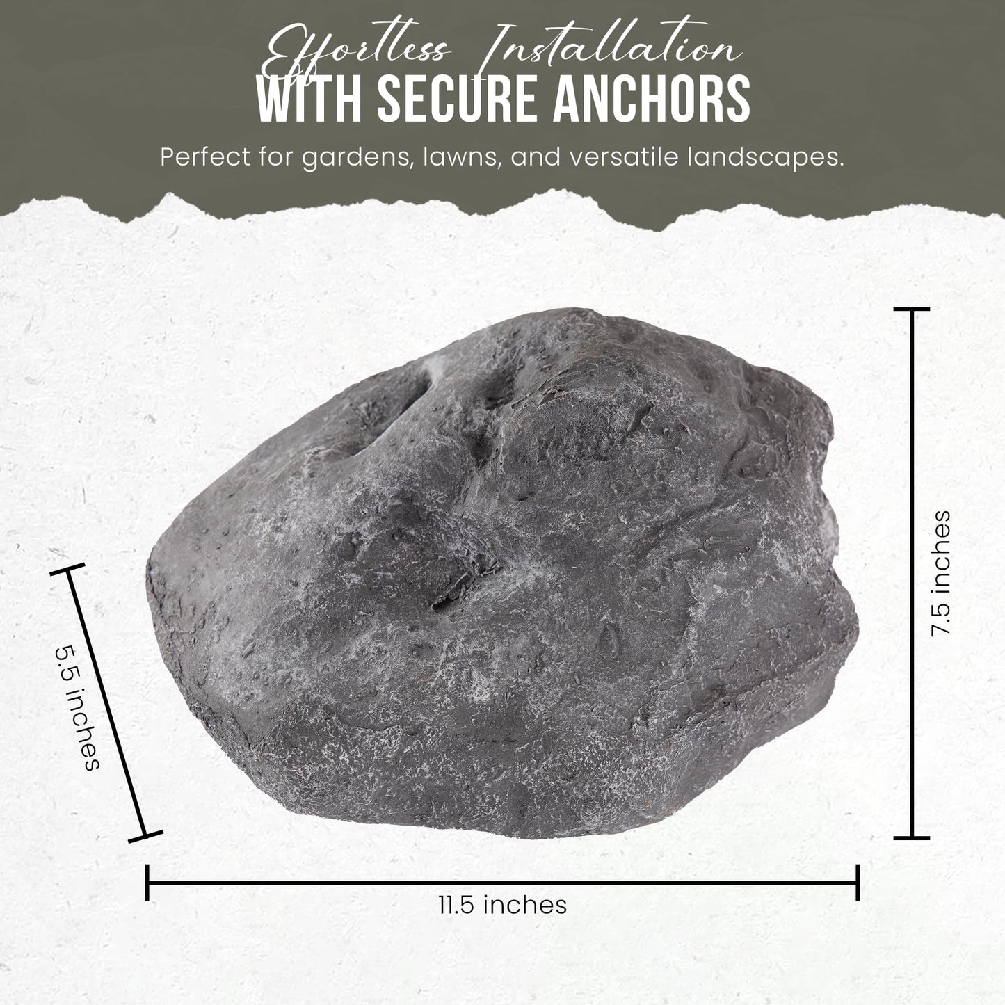 Fake Rock for Outdoor Garden Landscape Décor - Durable Faux Rock - 11.5 x 7.5 x 5.5 Inches