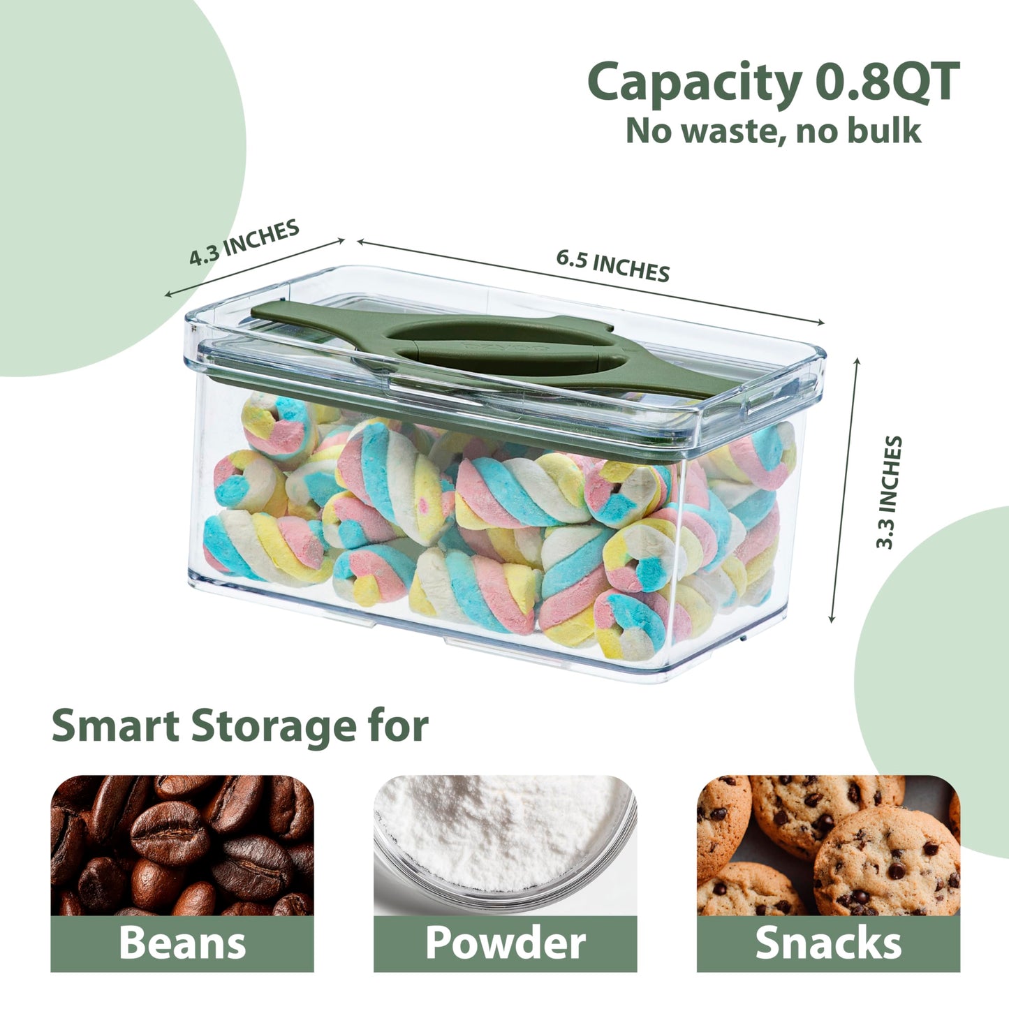 Prestoor 4-Pack Small Pantry Containers, 0.8 QT/0.76 L Clear SAN Food Storage Canisters with Twist-Lock Lids, Stackable for Sugar, Tea Bags, Seasoning, Nuts, Snacks(Sand)