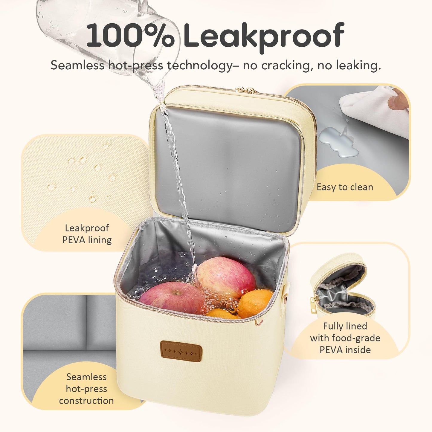 Breast Milk Cooler Bag with Ice Pack, Breastmilk Cooler Travel Bag Fits 6 Bottles up to 9 oz, Double Layer Insulated Baby Bottle Cooler & Breast Pump Storage Bag for Working Nursing Moms, Beige