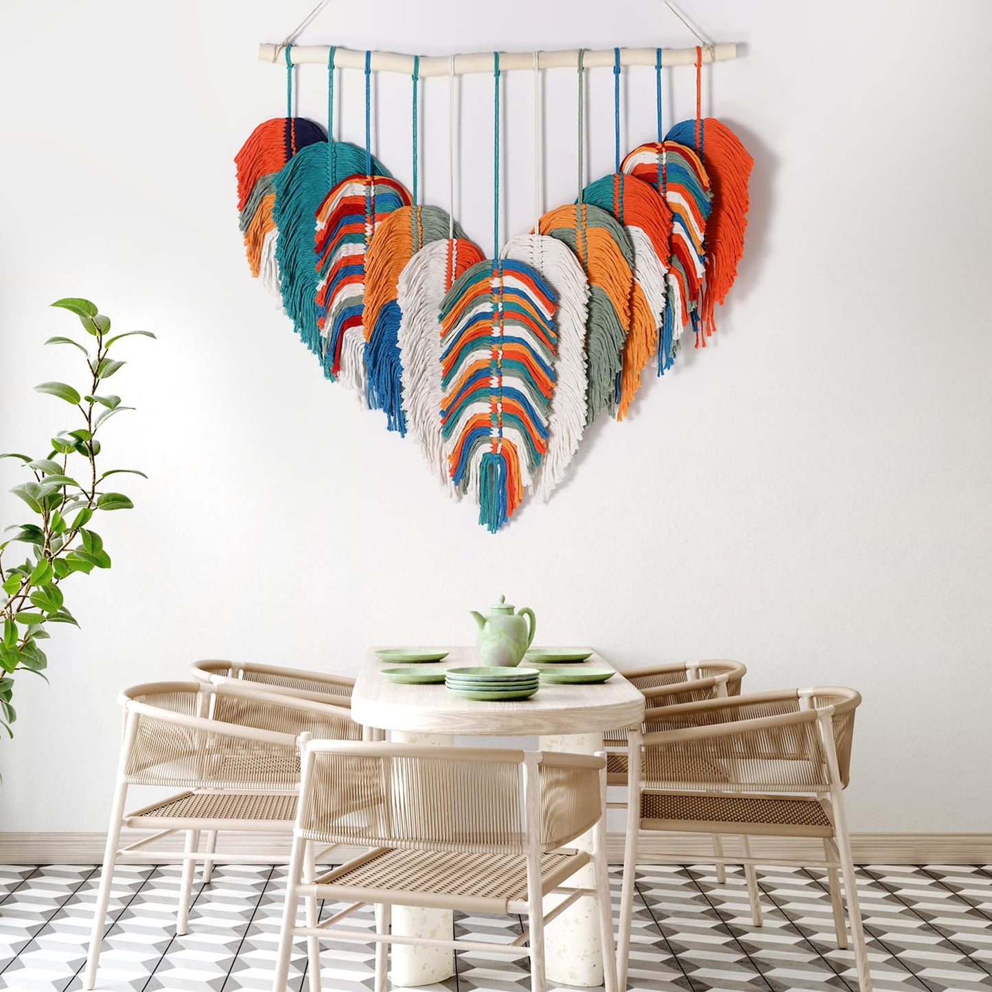 Amestrina Boho Tapestry for Bedroom, Boho Wall Decor for Bedroom, Large Wall Art for Living Room, Macrame Wall Hanging，Wall Tapestry for Living Room (Orange)