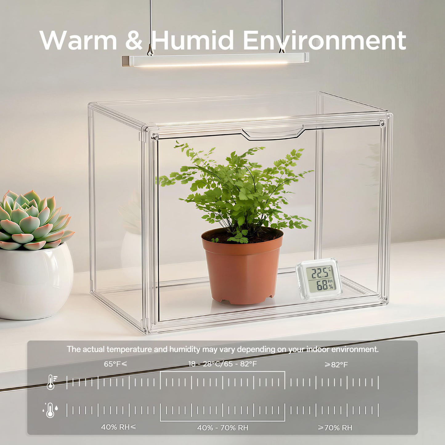 HBlife Mini Greenhouse for Indoor, Clear Stackable Green House with Magnetic Waterproof Door for Small Plants Nursery Germination, Tabletop Portable Greenhouse, 14.1x8.6x10.6 Inch (2 Pack)