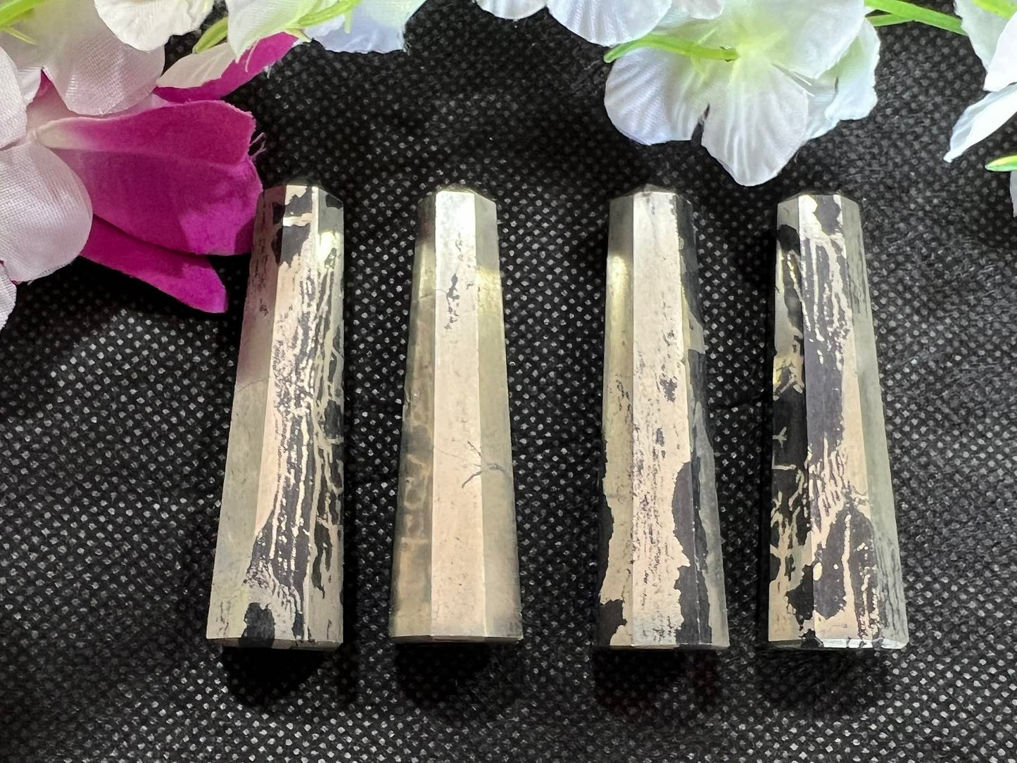 WholesaleGemShop 3 Inch Gemstones PYRITE Obelisk Tower Jumbo Facet Aura Rock Crystal Natural Polished Earth Wand Spirit