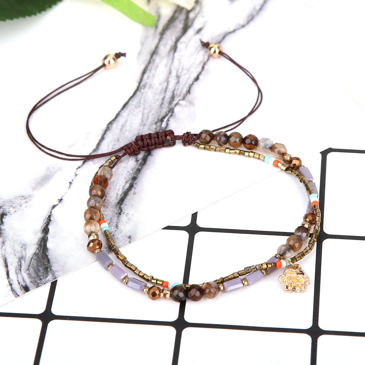 JOYA GIFT Adjustable Wrap Bracelet Bohemian Braided Beads Bracelet for Women Summer Beach Anklet