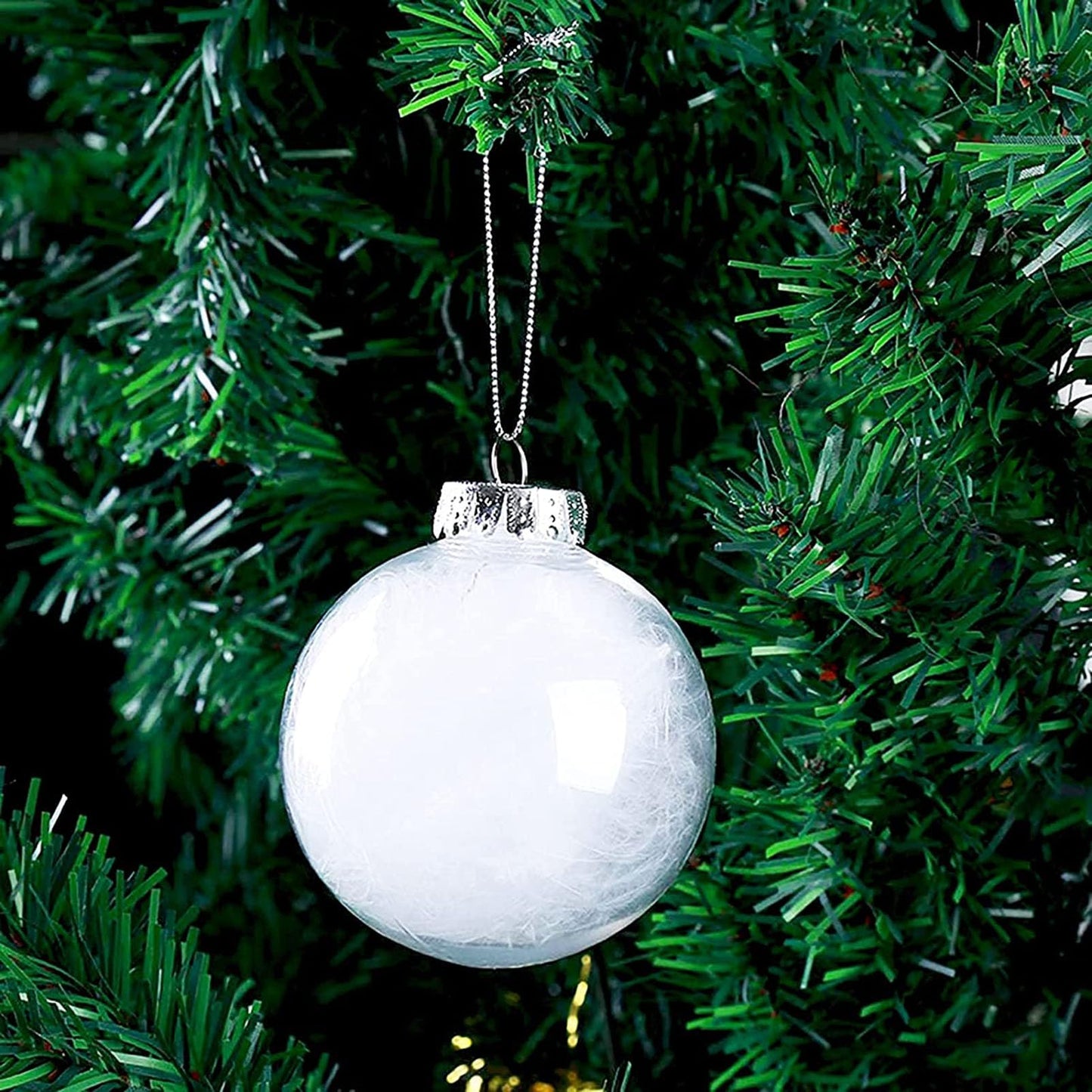 12 Pcs Clear Plastic Fillable Ornament Balls,2.36Inch Christmas DIY Baubles for Christmas, Halloween, Birthday, Wedding Decor, DIY Crafts Decorations (60 mm)