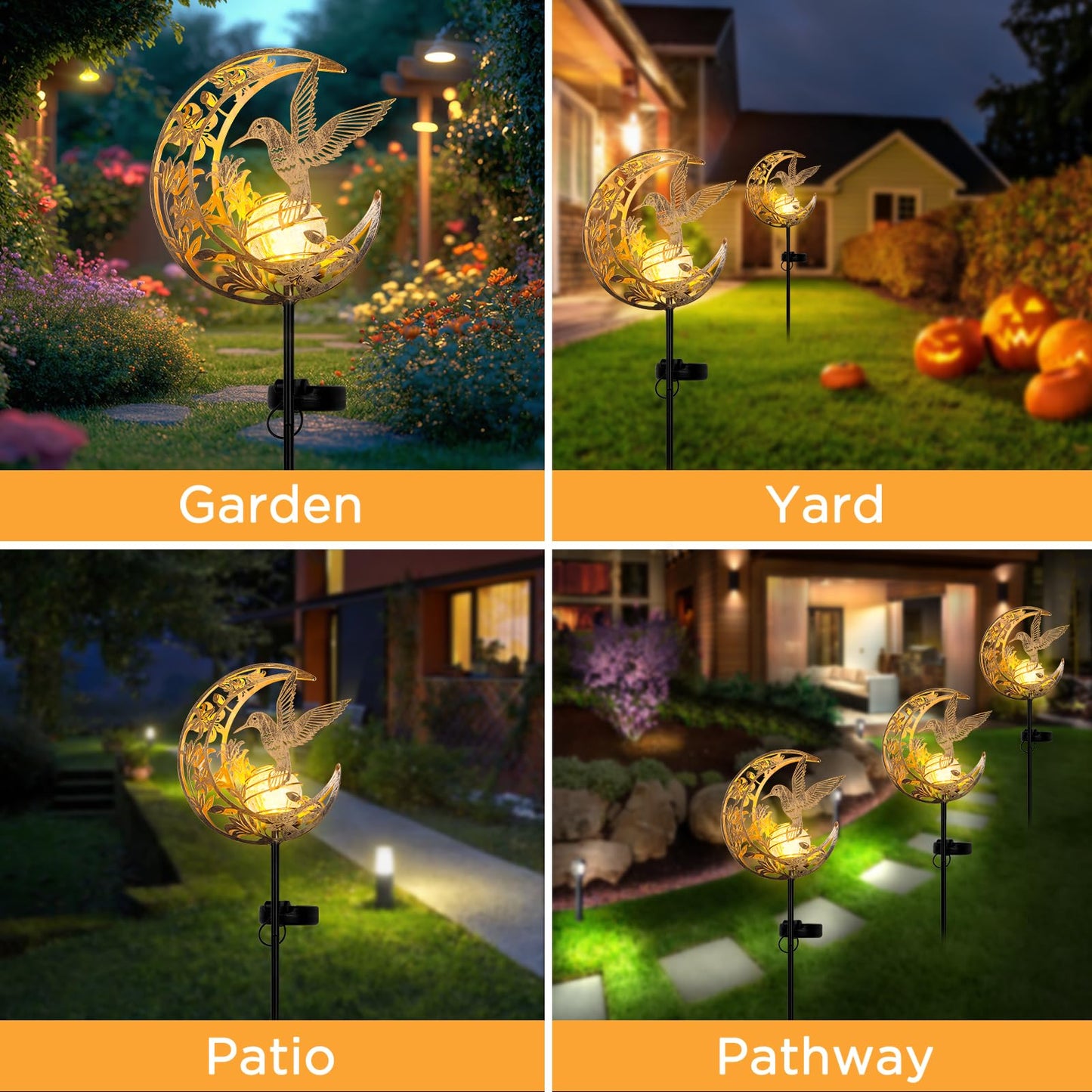 JOBOSI Solar Moon Hummingbird Decorative Light Gift Portable Decorative Ground Stake Light, Gifts for Women Mom Grandmothers, Garden Lawn Decor Christmas & New Year Gift