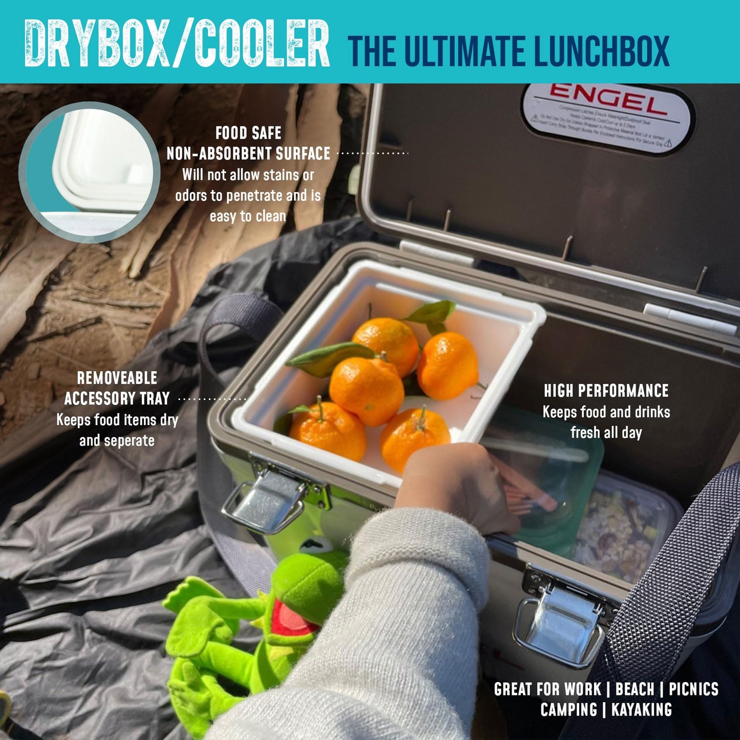 Engel UC13 13qt Leak-Proof, Air Tight, Drybox Cooler and Small Hard Shell Lunchbox for Men and Women in Red