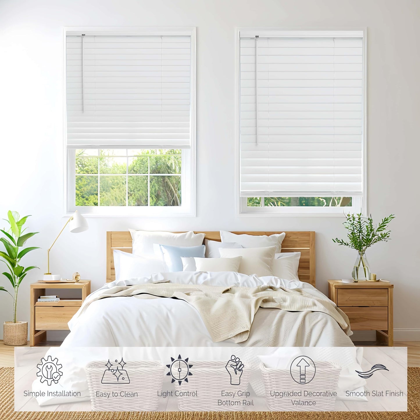 Blinds，Cordless Blinds，Venetian Blind，Mini Blinds，2 inch Blinds Aluminum Blinds，Vinyl Blinds，Window Blinds，Door Blinds，Horizontal Window Blinds，Blinds for Windows.White.44 W x 34" H