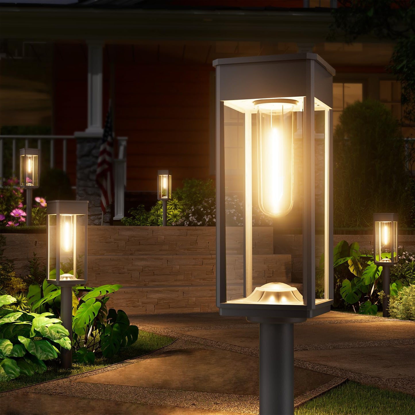 NEWMESSI 8 Pack Bright Solar Pathway Lights Outdoor,IP65 Waterproof Auto On/Off Solar Garden Light Path Lights Solar Powered for Outside Yard Path Lawn Walkway Driveway Landscape Lighting Patio Decor