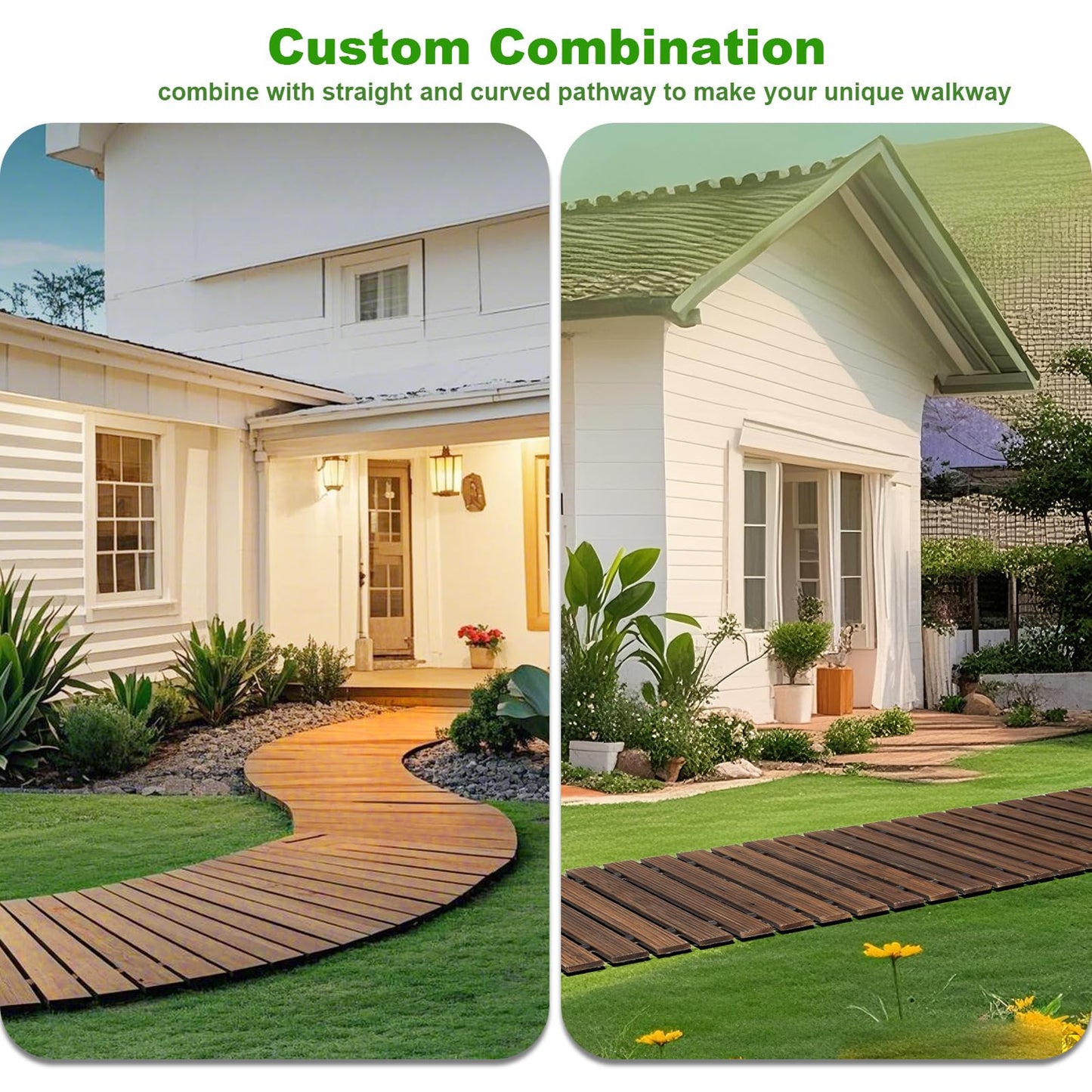 LINSHRY 8FT Wooden Garden Pathway, Outdoor Roll Out Decorative Garden Walkway, Weather-Resistant Non-Slip Hardwood Pathway for Garden, Backyard, Beach, Wedding Party Pathways(Dark Brown)