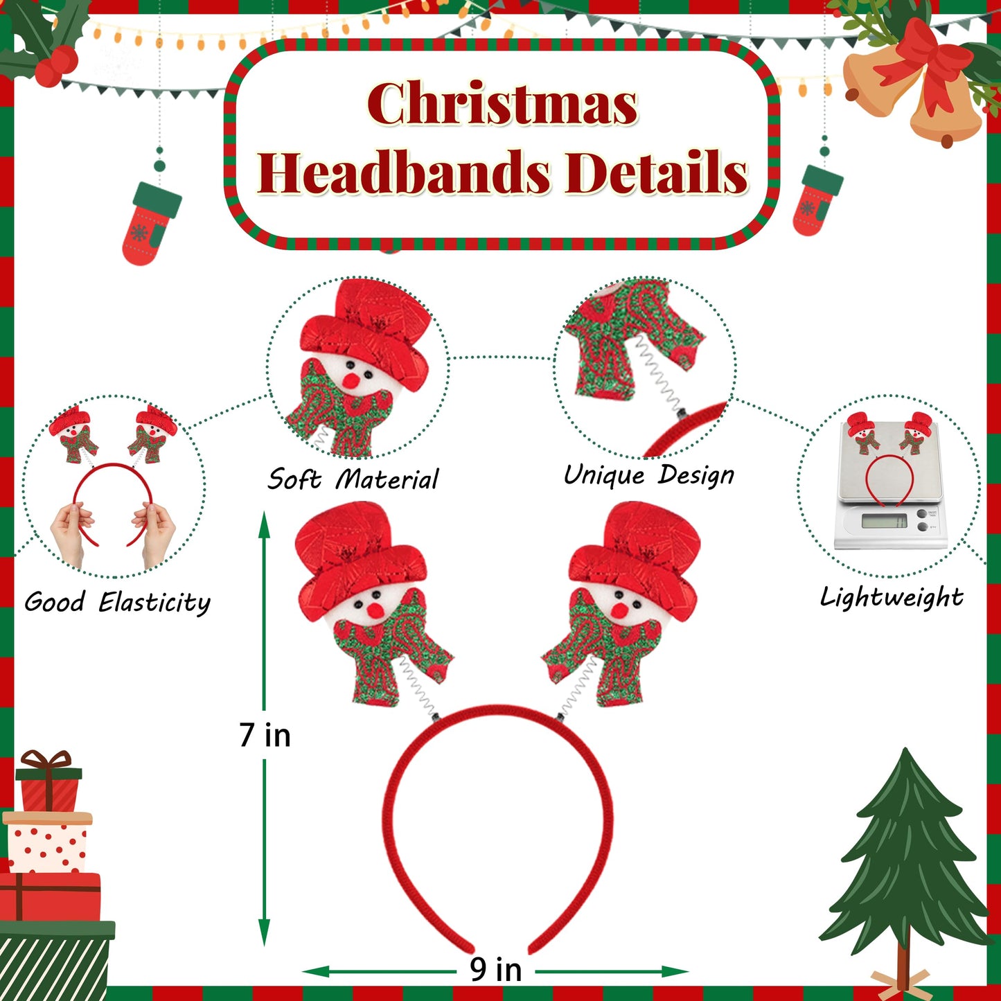51PCS Christmas Glasses and Holiday Headbands Set Christmas Photo Booth Props Party Decoration Accessories for Xmas Party Supplies Holiday Favors(51)