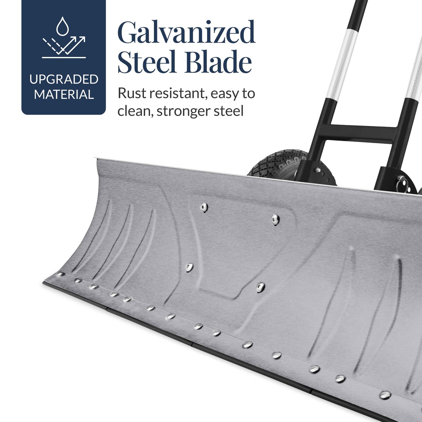 Best Choice Products 36in Galvanized Blade Heavy-Duty 2-Wheel Snow Pusher Hand Plow for Snow Removal w/Wheels, Adjustable Handle, Blade Angle - Silver