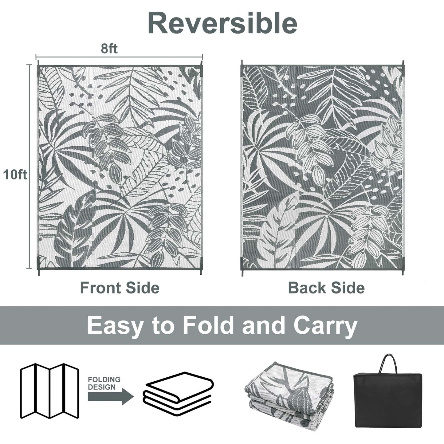 Anidaroel Outdoor Rugs 8x10ft for Patios Clearance Waterproof, Reversible Tropical Plastic Straw Camping Mat Outside Rug, Large Outdoor Area Rug for RV, Porch, Deck, Balcony, Picnic(8'x10')