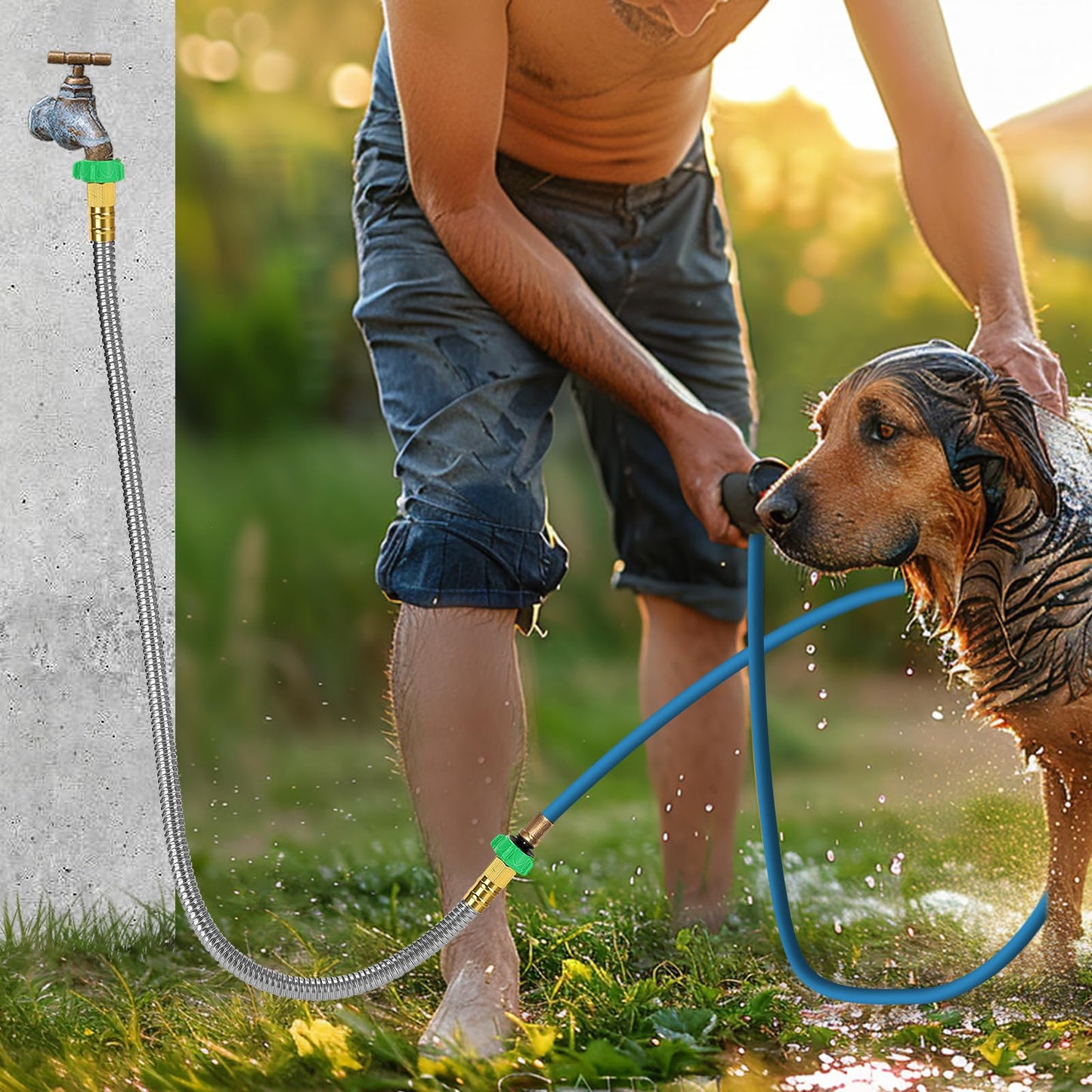 3ft Short Leader Hose with Double Female Connectors - Metal Leakproof Garden Hose for Reel for Outdoor Garden Watering Car Pet Cleaning