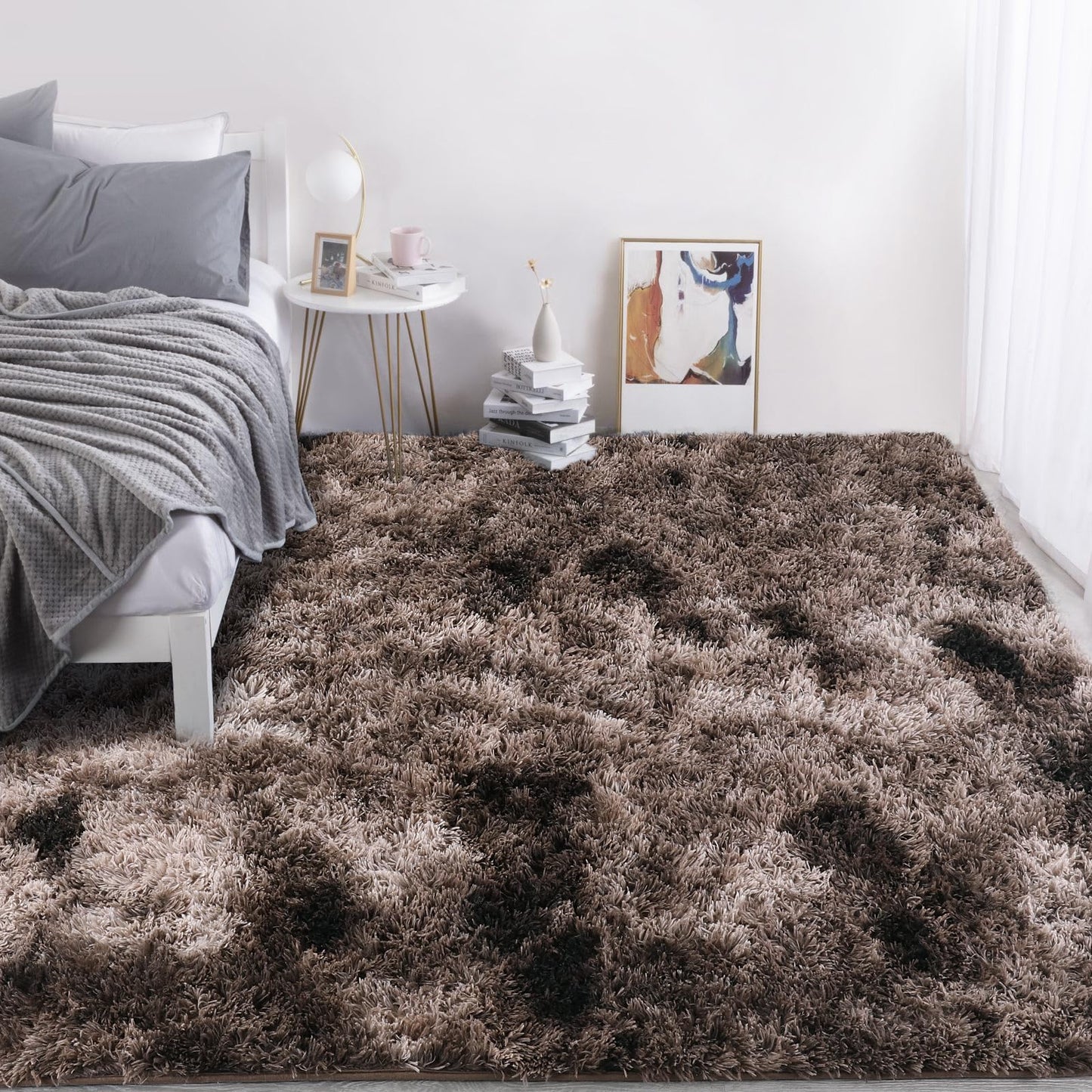 HOMBYS Shaggy Area Rug 10x14 Feet, Ultra Fuzzy Large Plush Faux Fur Carpet for Living Room Bedroom, Non-Skid Fuzzy Rug for Kids Playroom Home Decor,