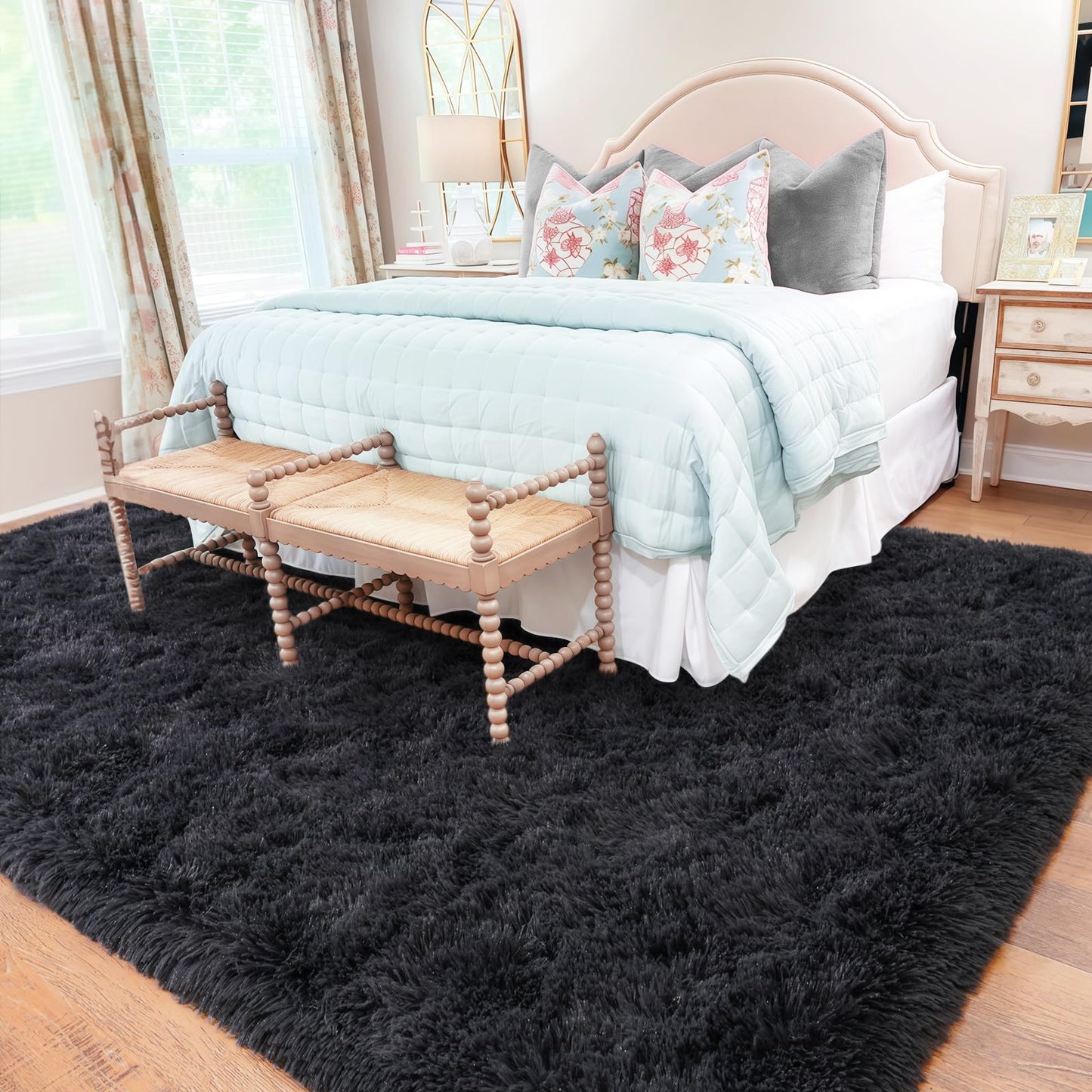 Quntue Rugs for Bedroom 4x6, Soft Shaggy Modern Shag Area Rug for Living Room, Upgrade Non-Slip Plush Fluffy Carpet for Kids Boys Girls Room Home Decor Aesthetic, Charcoal Gray