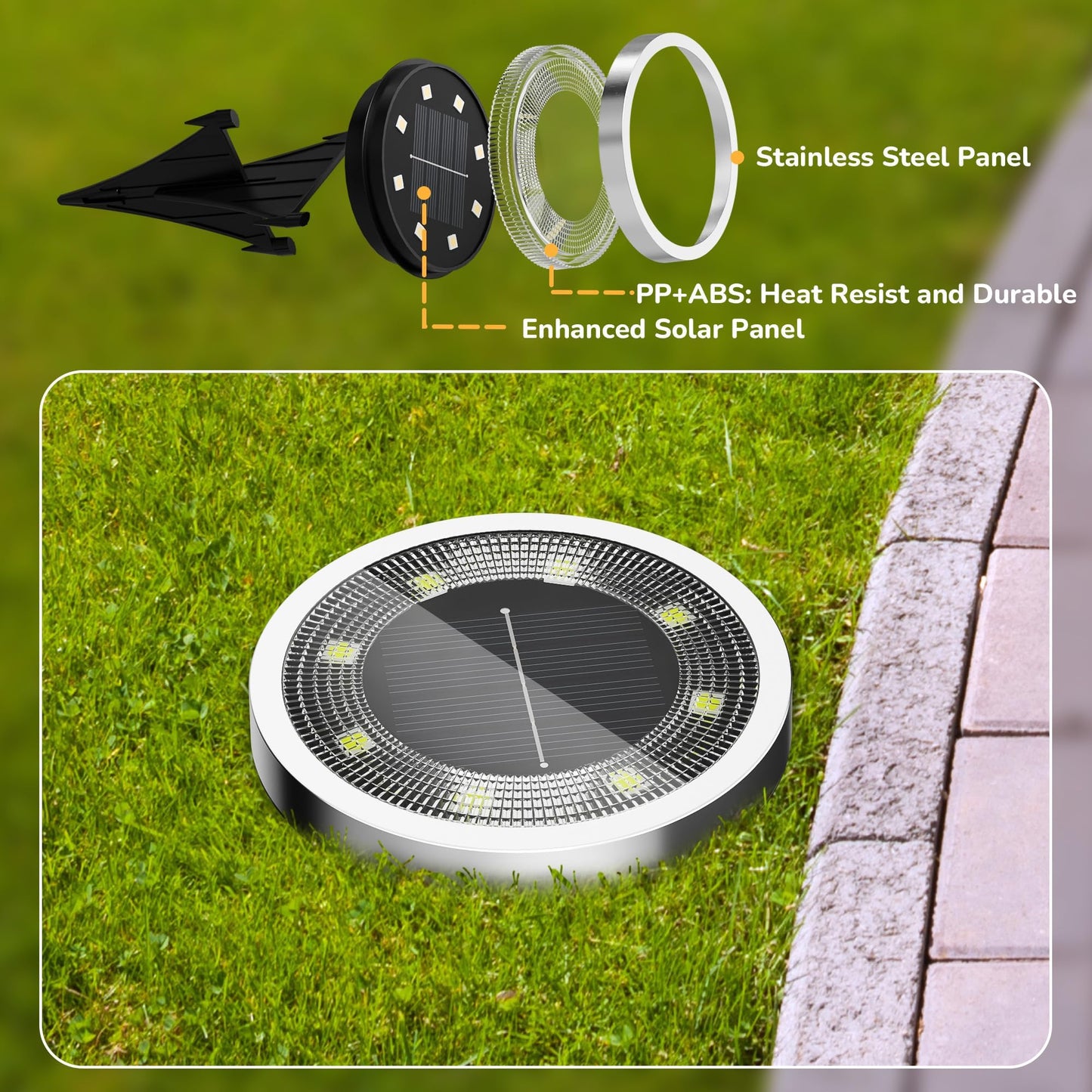 INCX Solar Ground Lights,16 Pack Solar Lights Outdoor Waterproof, Solar Garden Lights Landscape Lighting for Patio Pathway Lawn Yard Deck Driveway Walkway, Cold White