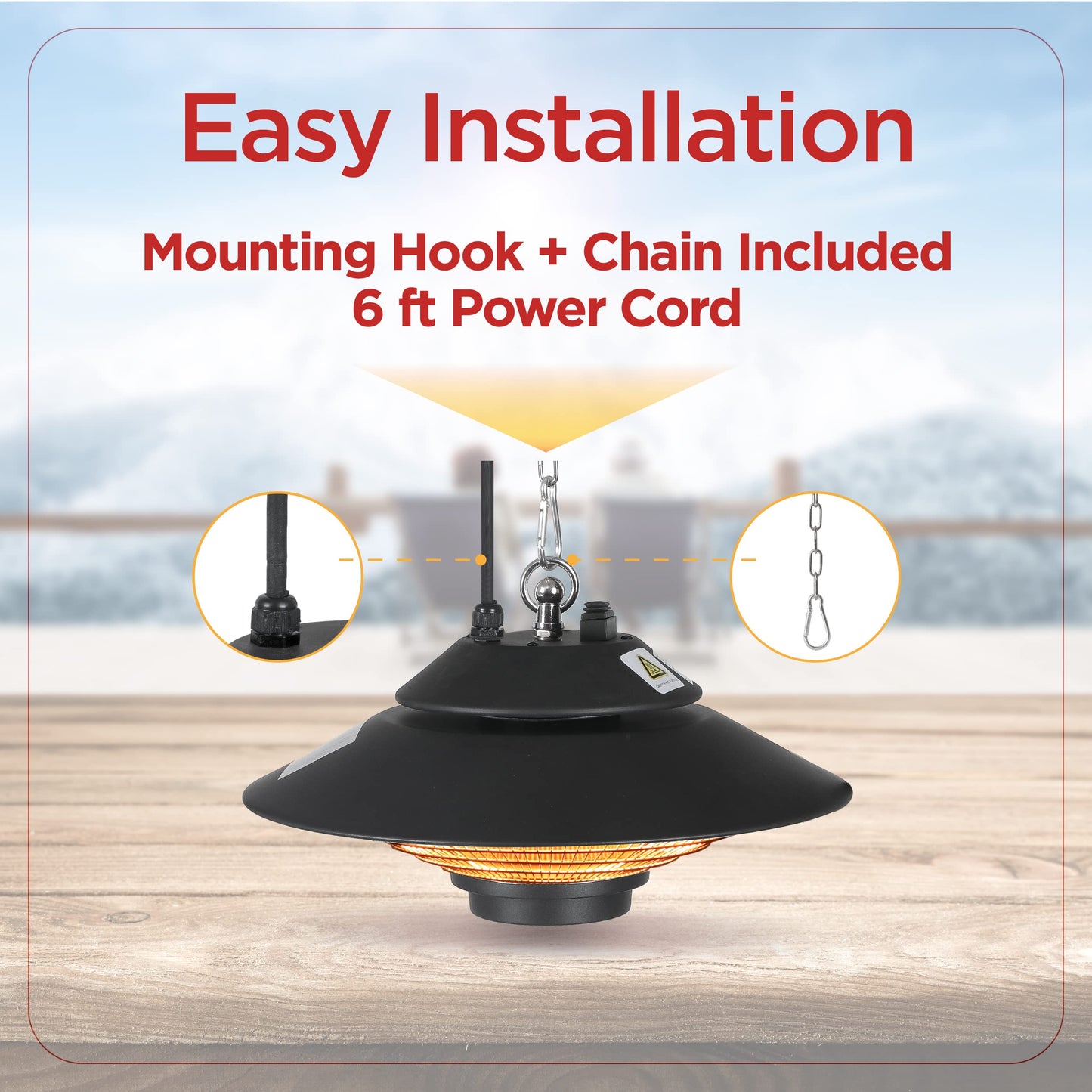 BLACK+DECKER Patio Electric Heater for Ceiling, Heater for Outside with Remote Control