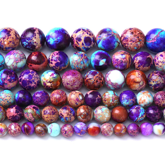 8MM 44PCS Natural Stone Galaxy Purple Sea Sediment Imperial Jasper Loose Beads for Jewelry Making DIY Bracelet Necklace