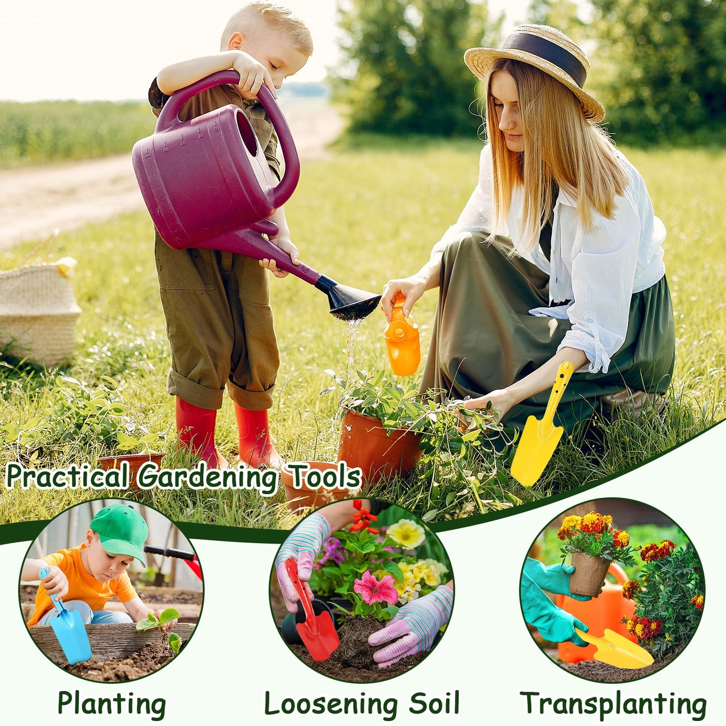 FYSUIMU 18Pcs Spring Colorful Garden Shovels Red Yellow Blue Pointed Tip Mini Shovels Teens Adults Students Metal Garden Tools for Flower Soil Planting Digging Transplanting Activities