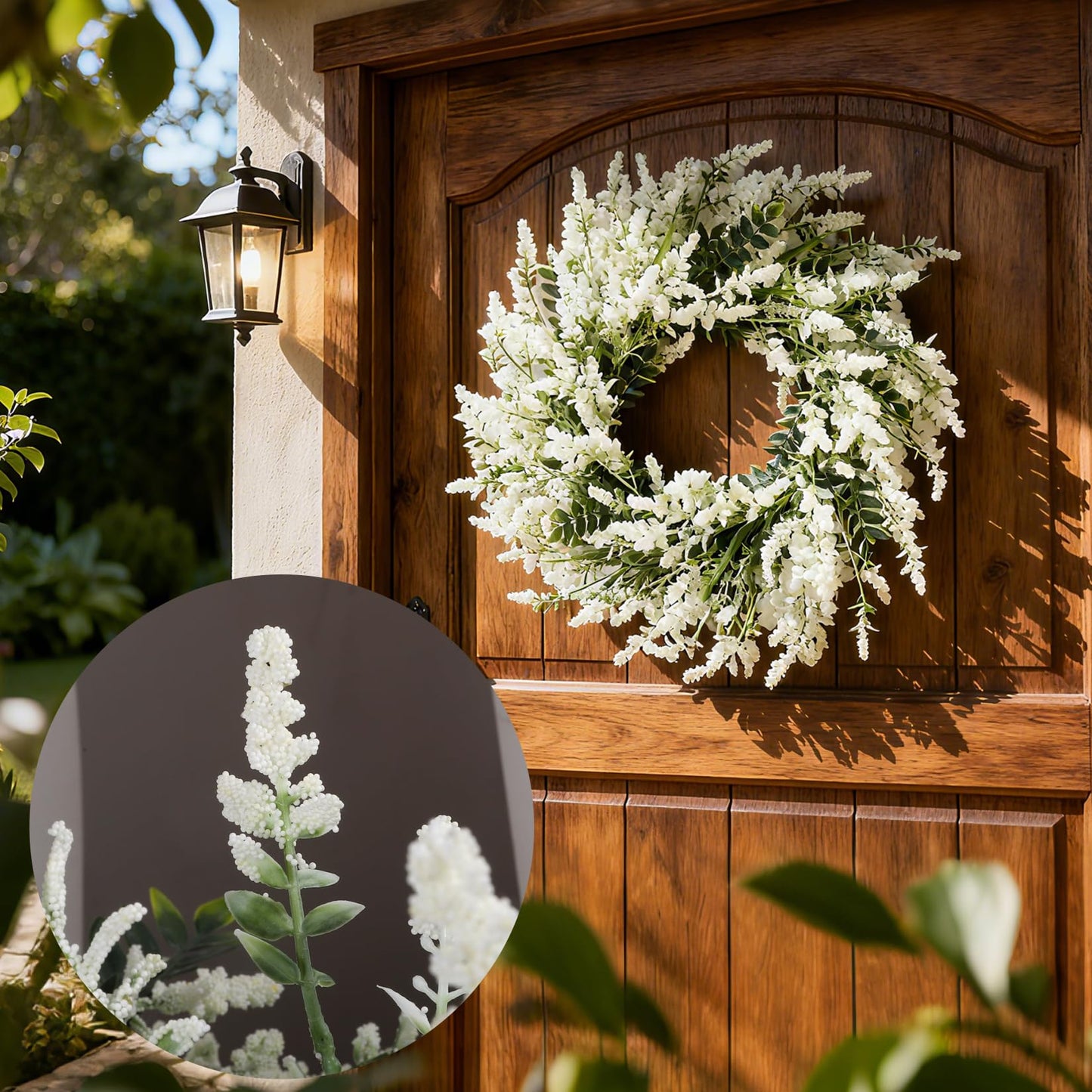 26'' Large Lavender & Eucalyptus Wreath for Front Door - Artificial Eucalyptus Leaves Greenery Outdoor Wreath for Wedding Farmhouse Porch Wall Room Home Decor (White)