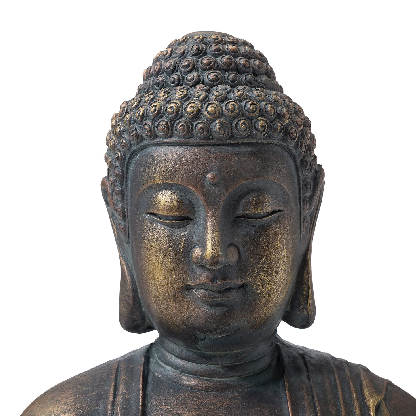 Glitzhome 22.75-inch Zen Meditation Buddha Garden Statue, Bronze Large Indoor and Outdoor Sculpture, Hand-Finished MGO & Fiberglass Decor for Home Patio Yard