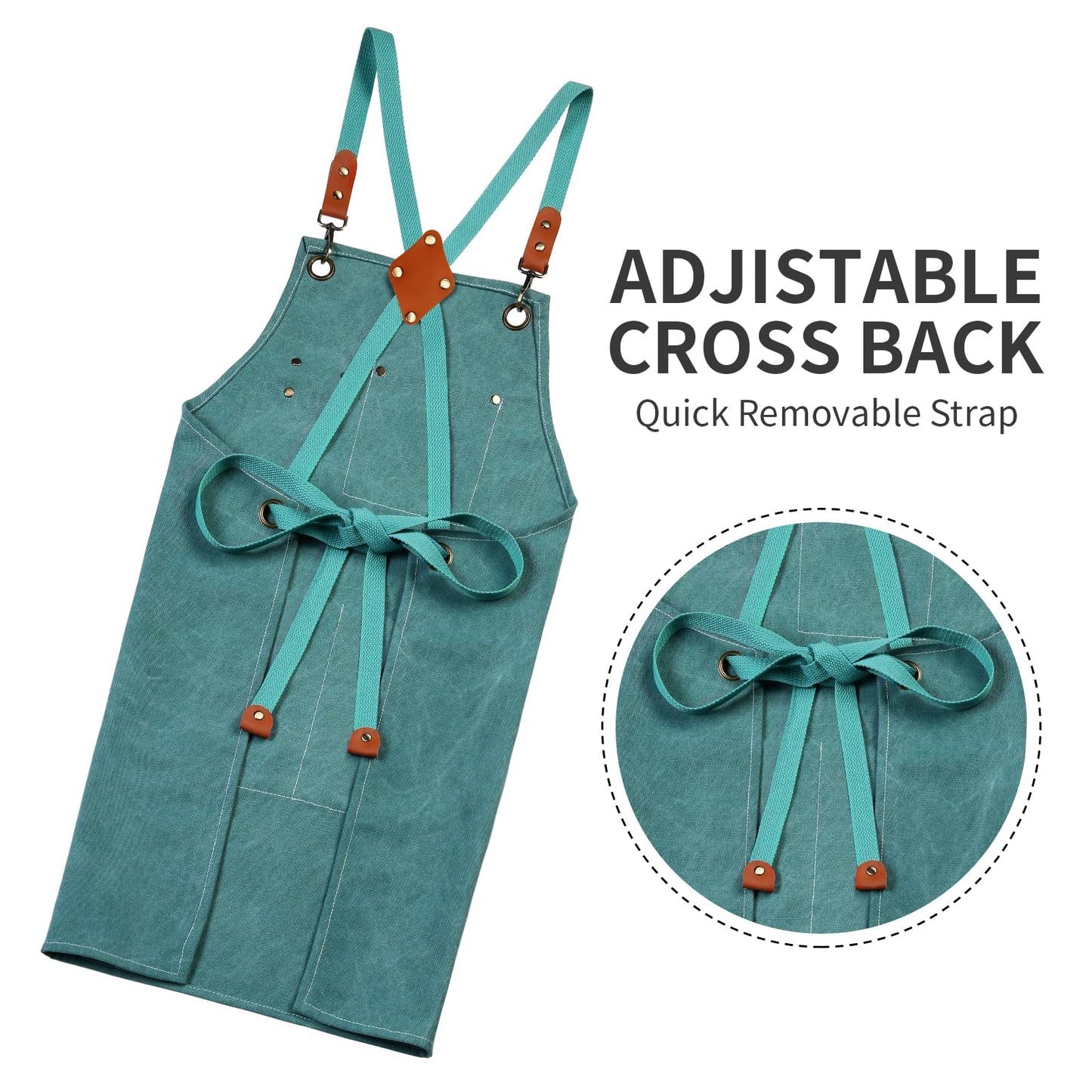 ZOMAO Chef Apron, Cotton Canvas Gardening Apron with Large Pockets for Men and Women,Kitchen Cooking Baking Bib Heavy Duty Adjustable Garden Apron