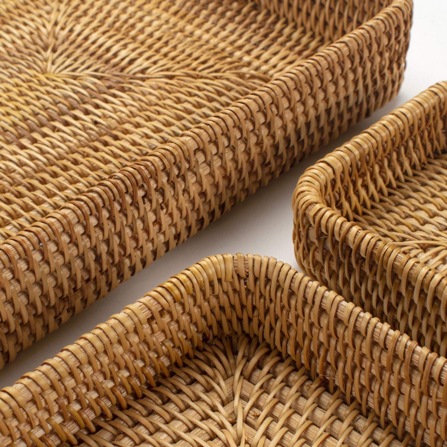 Rattan Serving Tray, Rectangular Woven Tray, Natural Wicker Decorative Serving Baskets for Organizing Tabletop Bathroom Kitchen Counter (Natural)