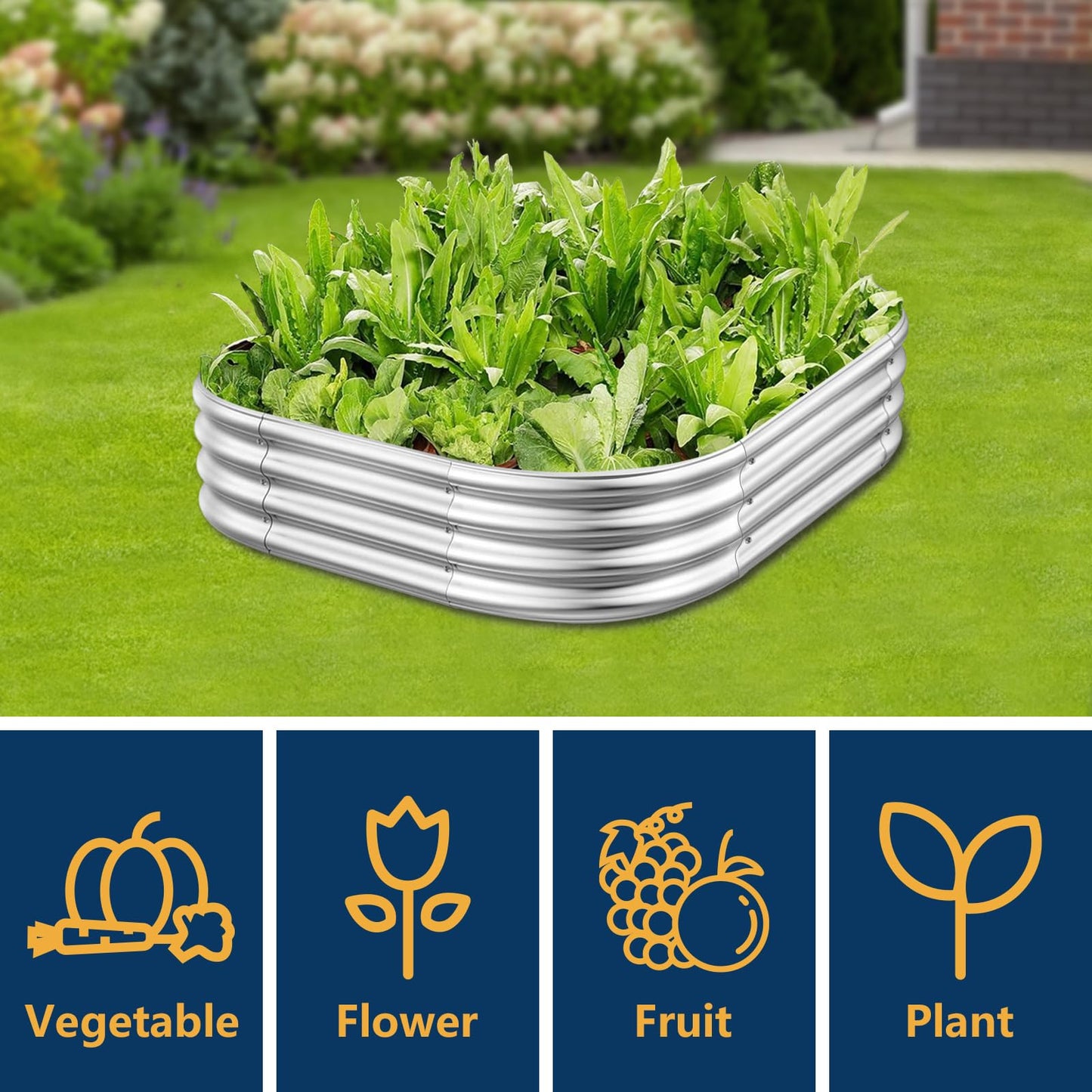 RAYKEEP Raised Garden Bed Kit Outdoor, 2pcs 3x3x1FT Galvanized Oval Planter Box, Large Metal Garden Boxes for Planting Vegetables, Fruits, Flowers
