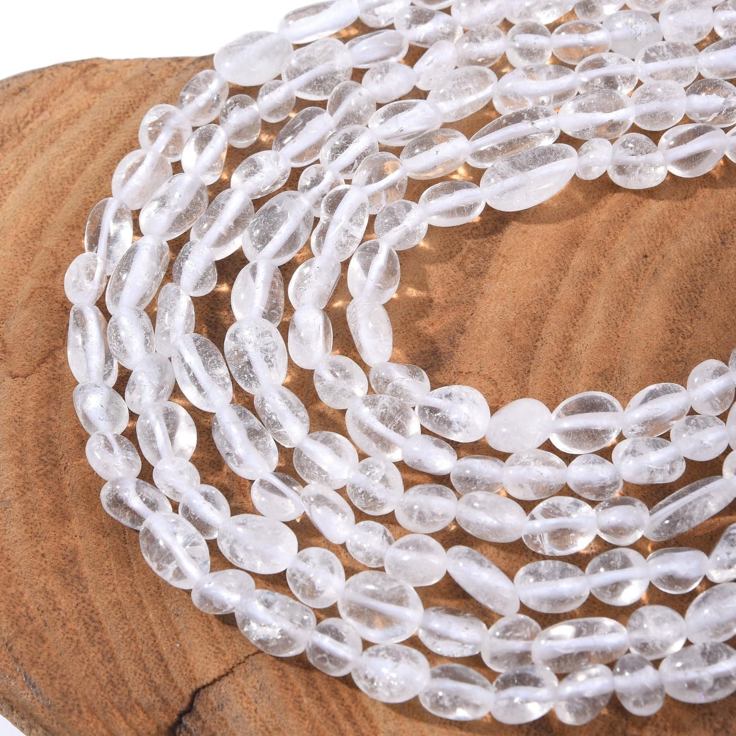 jodaying 6-8mm Natural Clear Quartz Crystal Nuggets Oval Free Tumbled Pebble Semi Precious Gemstone Loose Stone Beads Approx 15.5 inch for DIY Jewelry Making