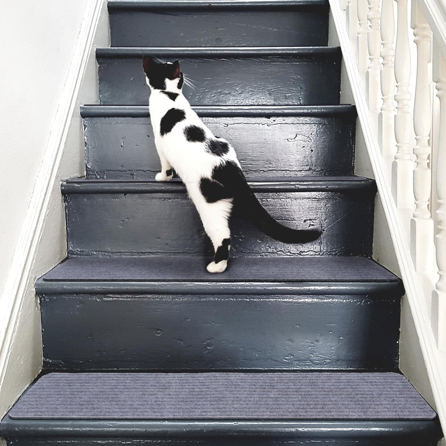 15 PCS Non Slip Stair Treads for Wooden Steps – 8"x30" Indoor Non Slip Stair Treads, Carpet Stair Mats with Self-Adhesive Backing, Removable & Machine Washable – Light Grey