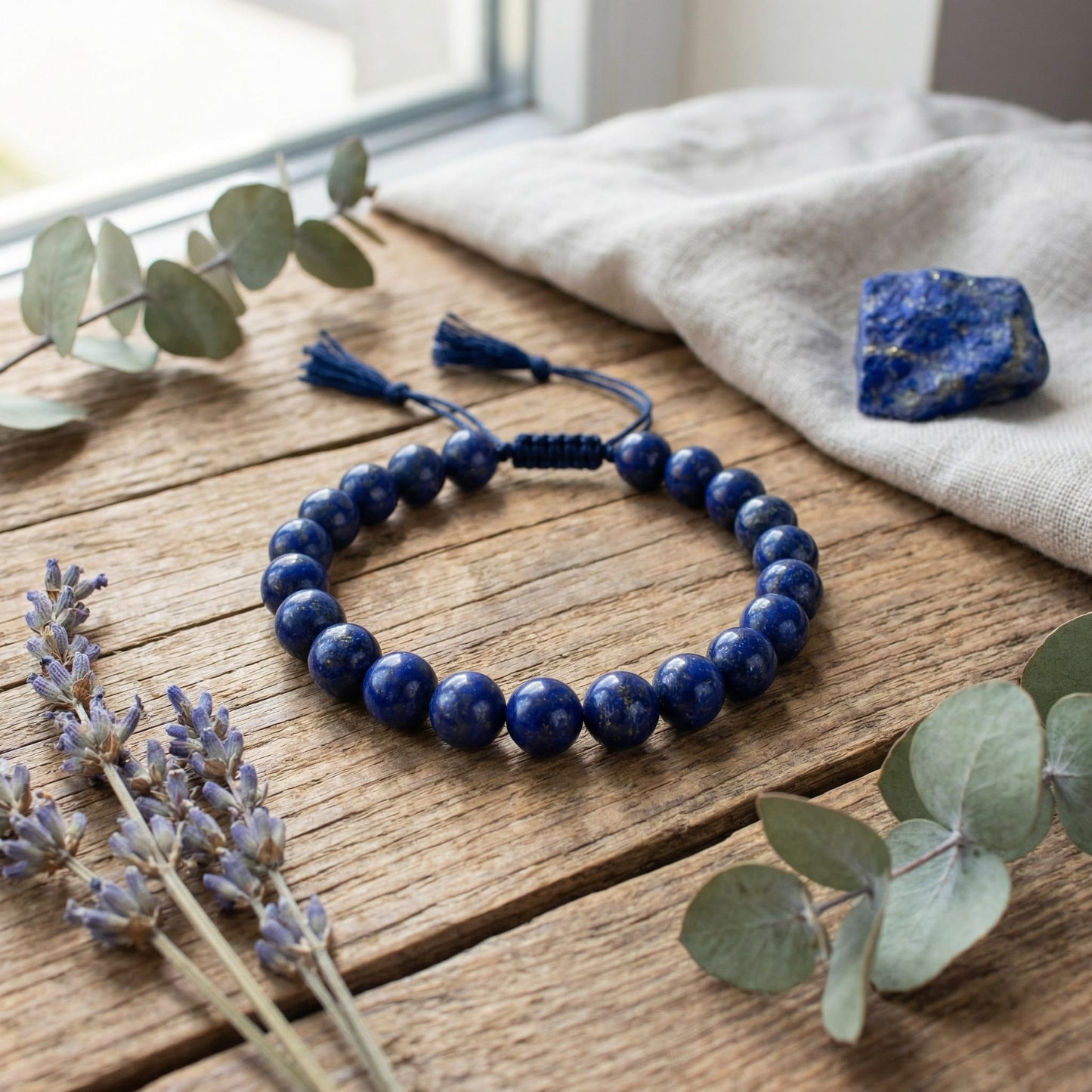 Yochus 60pcs Lapis Lazuli Beads，6mm Healing Power Natural Stone Round Loose Beads for Jewelry Making Earring Necklace DIY Crafts
