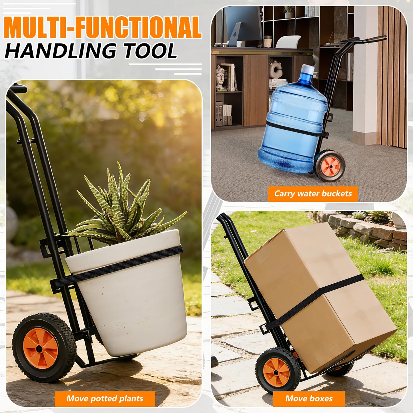 KJX Adjustable Plant Caddy with Wheels, Heavy Duty Plant Dolly Cart with Grab Arm and Strap Dual Protection, Garden Potted Plant Mover Dolly for Planter Flower Pots Indoor Outdoor