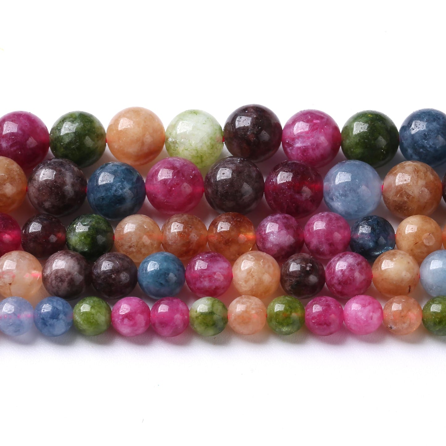 45pcs 8mm Natural Colorful Tourmaline Jade Stone Beads Round Loose Crystal Healing Energy Beads for Jewelry Making DIY Bracelet Necklace Earrings 15"(8mm, Colorful Tourmaline)