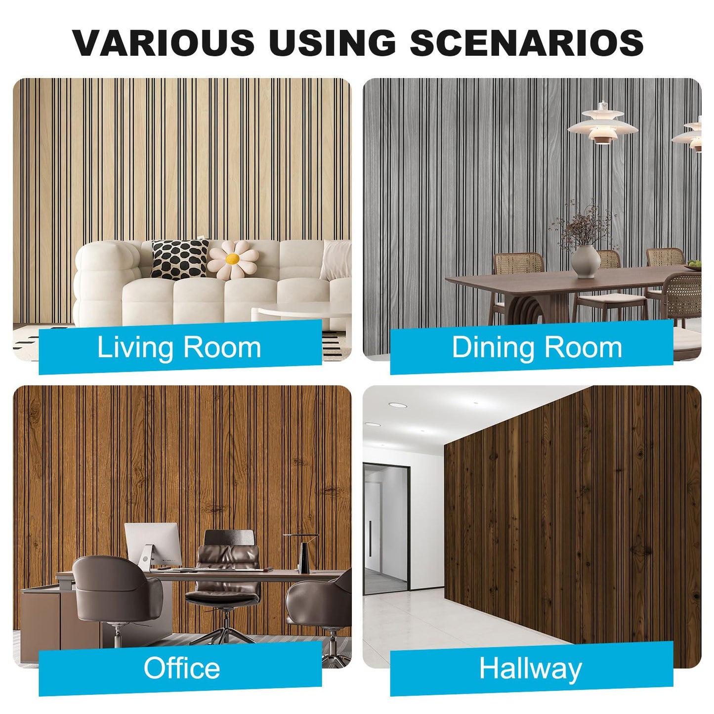 Art3d 4-Pack Glue-On Wall Panels, Wood Grain Texture Interior Wall Decor, 104"x12" Recycled Polystyrene Wainscoting Panels, Low Emission for Living Room Bedroom,Natural Oak