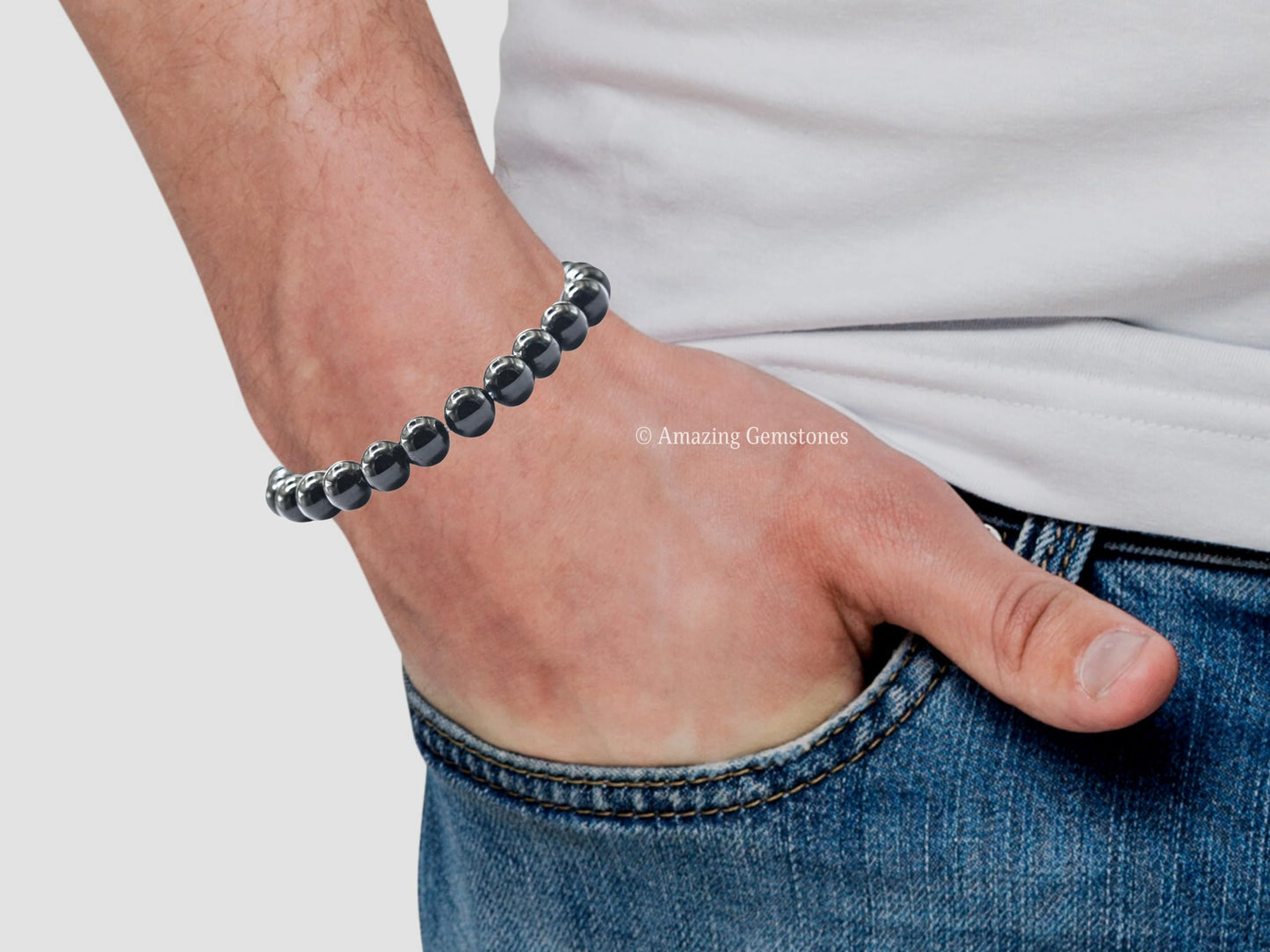 Amazing Gemstone Crystal Bracelet for Women Men's Gifts - Protection Healing Crystal Bracelet - 8mm Gemstone Beaded Stretchable Bracelet Pulseras Para Hombres Mujer Stocking Stuffers Mothers Day Gift (Black Tourmaline)