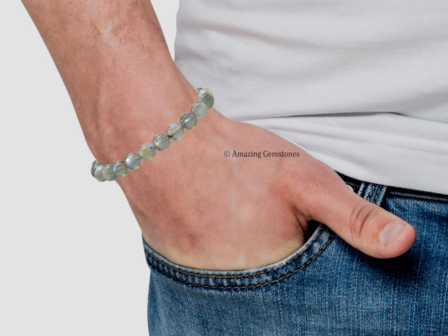 Amazing Gemstone Crystal Bracelet for Women Men's Gifts - Protection Healing Crystal Bracelet - 8mm Gemstone Beaded Stretchable Bracelet Pulseras Para Hombres Mujer Stocking Stuffers Mothers Day Gift (Labradorite)