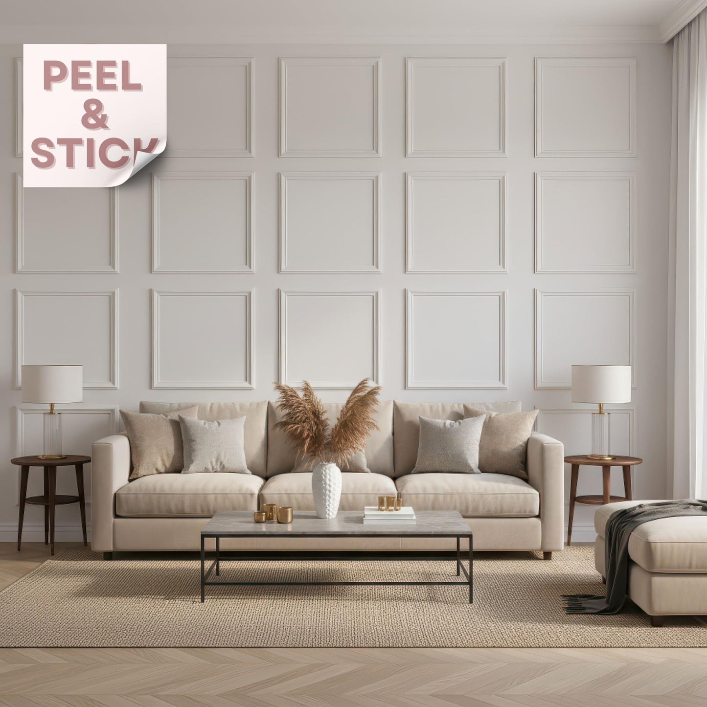 Peel and Stick Wall Moulding Panel Kit | Paintable Wainscoting Panels for Wall | Picture Frame Wall Trim Molding | DIY Accent Wall | 8 Frame Set (15.74"x15.74") | Timeless Detail Made Effortless