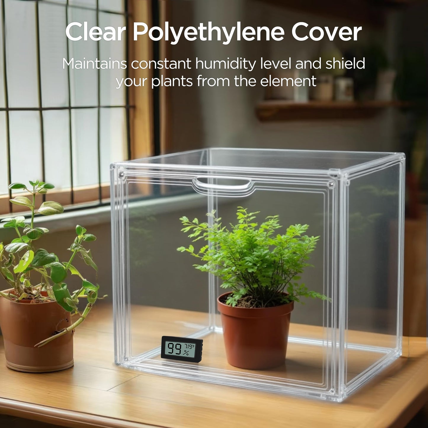 HBlife Mini Greenhouse for Indoor, Clear Stackable Green House with Magnetic Waterproof Door for Small Plants Nursery Germination, Tabletop Portable Greenhouse, 14.1x8.6x10.6 Inch (2 Pack)