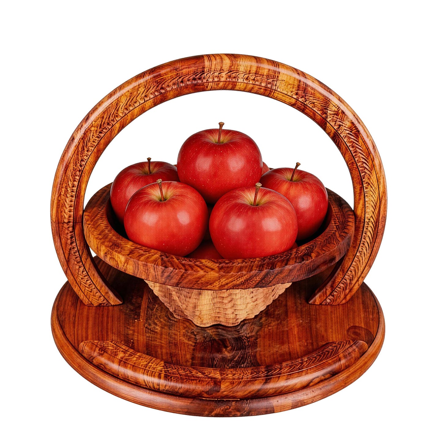 LANXGNAN Wooden Folding Fruit Basket - Handmade Rosewood Fruit Bowl with 1/2/3/4 Compartments, Collapsible for Storage (1-Grid)