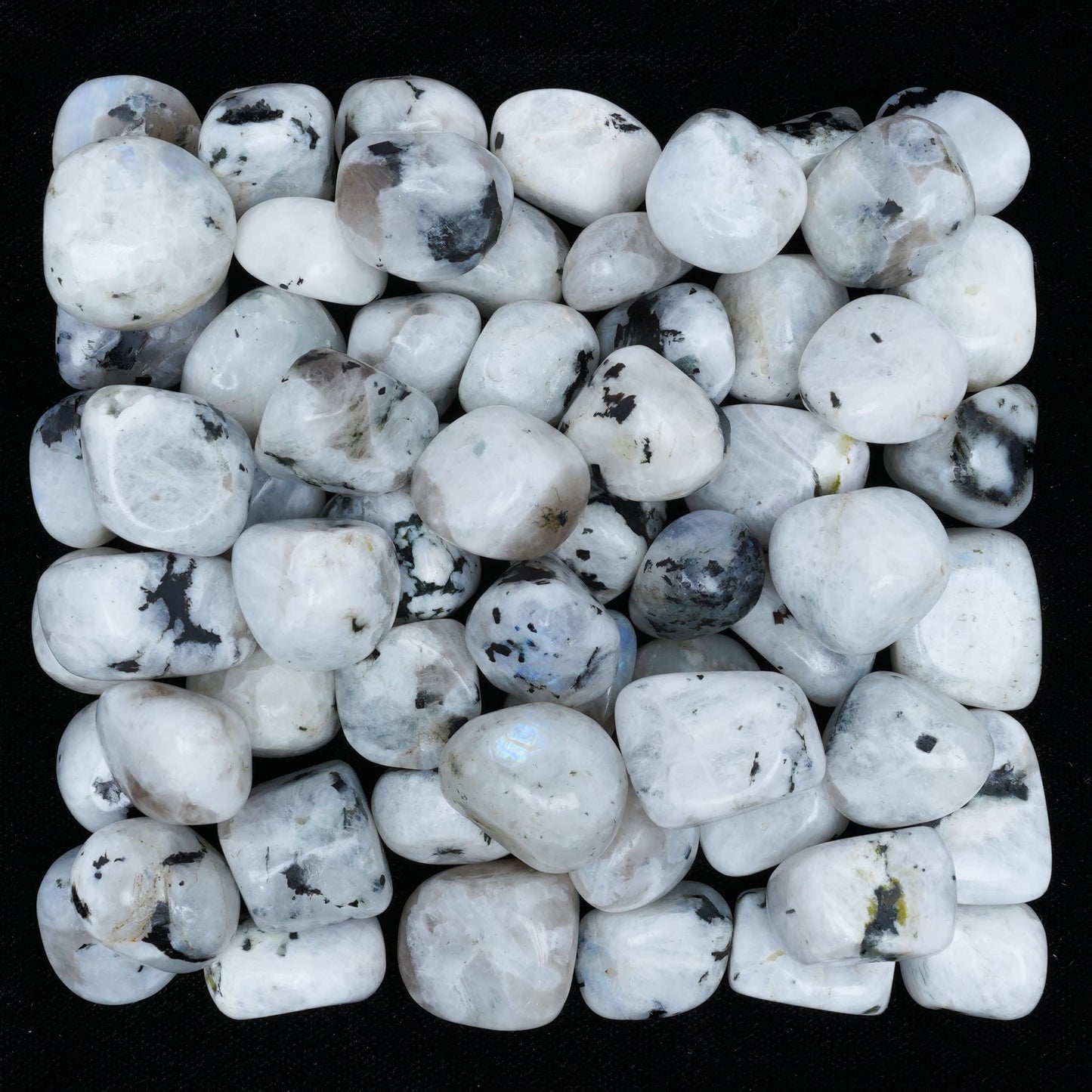 Crocon 1LB Rainbow Moonstone Tumbled Stones and Crystals Bulk 2000+ carats, Polished Stones - Rock Collection - vase Filler tumbles Crystals Healing Reiki - Gemstone Gifts, Fountain tumbles Size 20mm