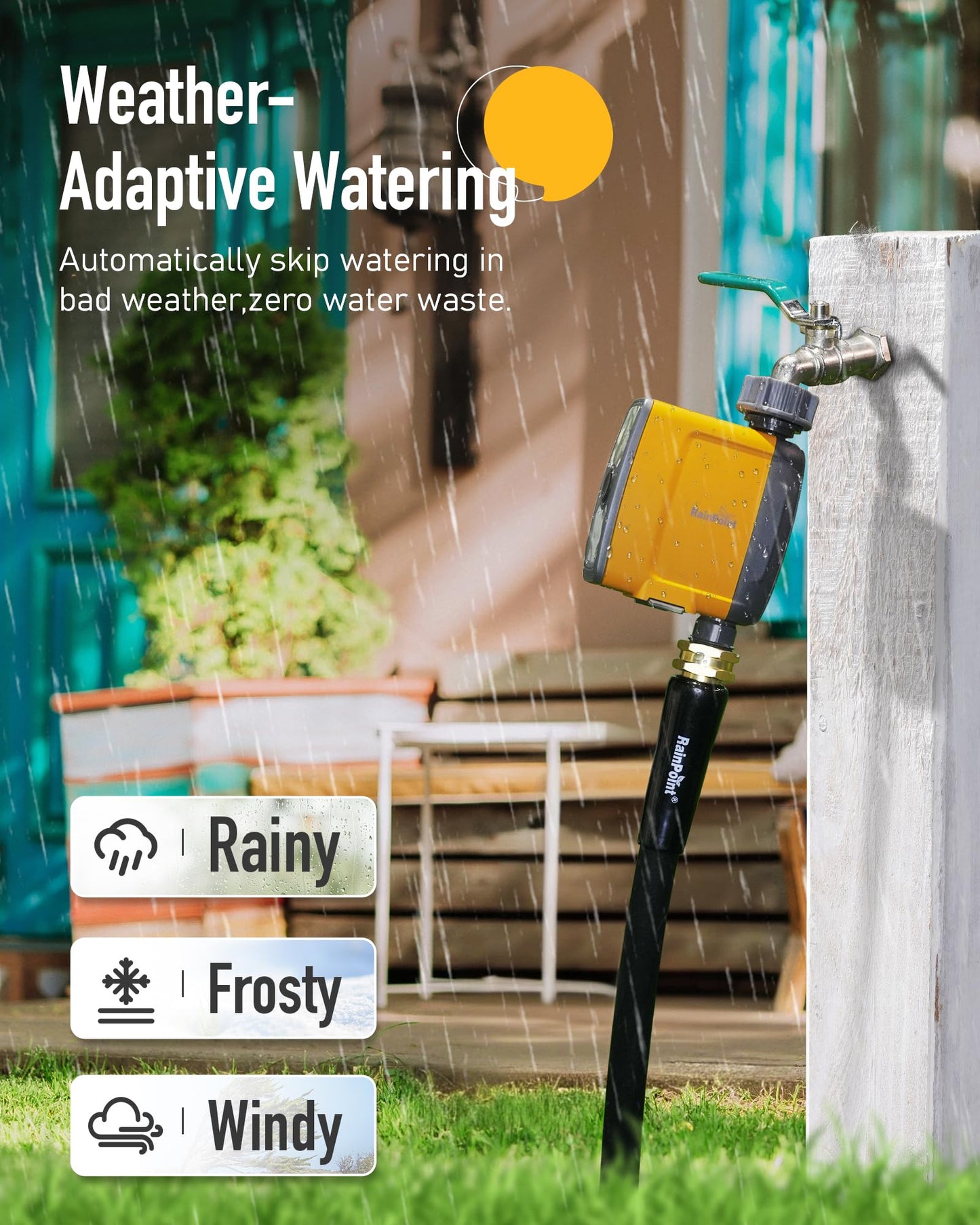 RAINPOINT WiFi Water Timer, Smart Hose Timer for Garden Hose with App & Voice Control, Automatic Irrigation System Based on Weather for Lawn Yard Garden