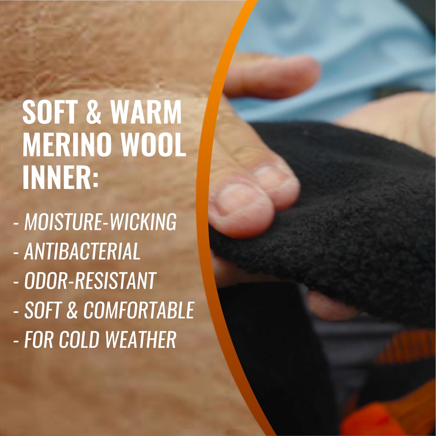 LEAKDRY Waterproof Merino Wool Touchscreen Gloves,3-Layer Inusulated Thermal Winter Gloves,Windproof for Hiking Skiing Unisex (Black, S)