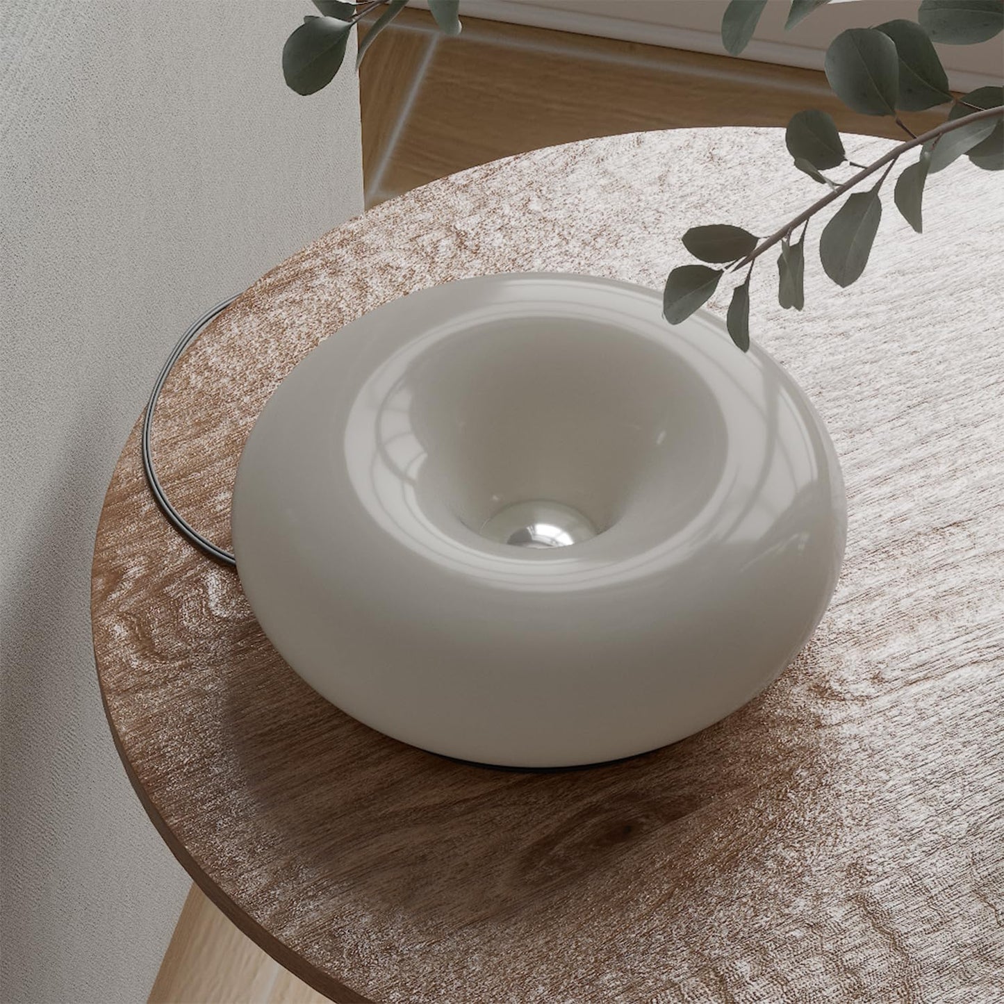 MIXL - Creative Design White Donut Lamp, Plug-in Wall Sconse Or Table Lamp Dual Use Atmosphere Lamp, Modern Infinitely Dimmable White Wall Lamp Desk Light for Corridor, Bedsided Or Warm Decoration
