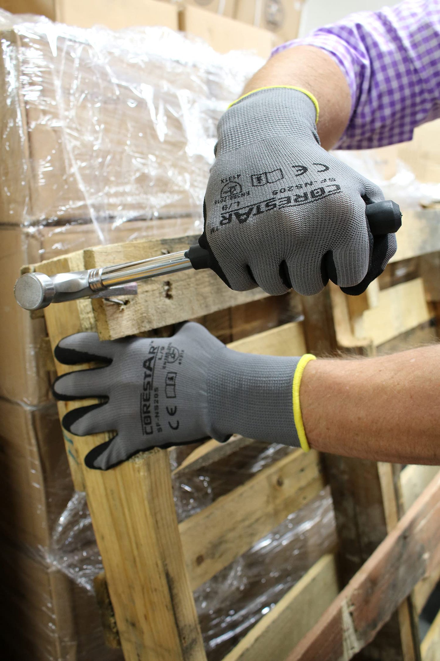 Onmaru Corestar Safety Work Gloves Sandy MicroFoam Nitrile Palm Coated Seamless Nylon Micro-Foam Gloves (10pair XL)