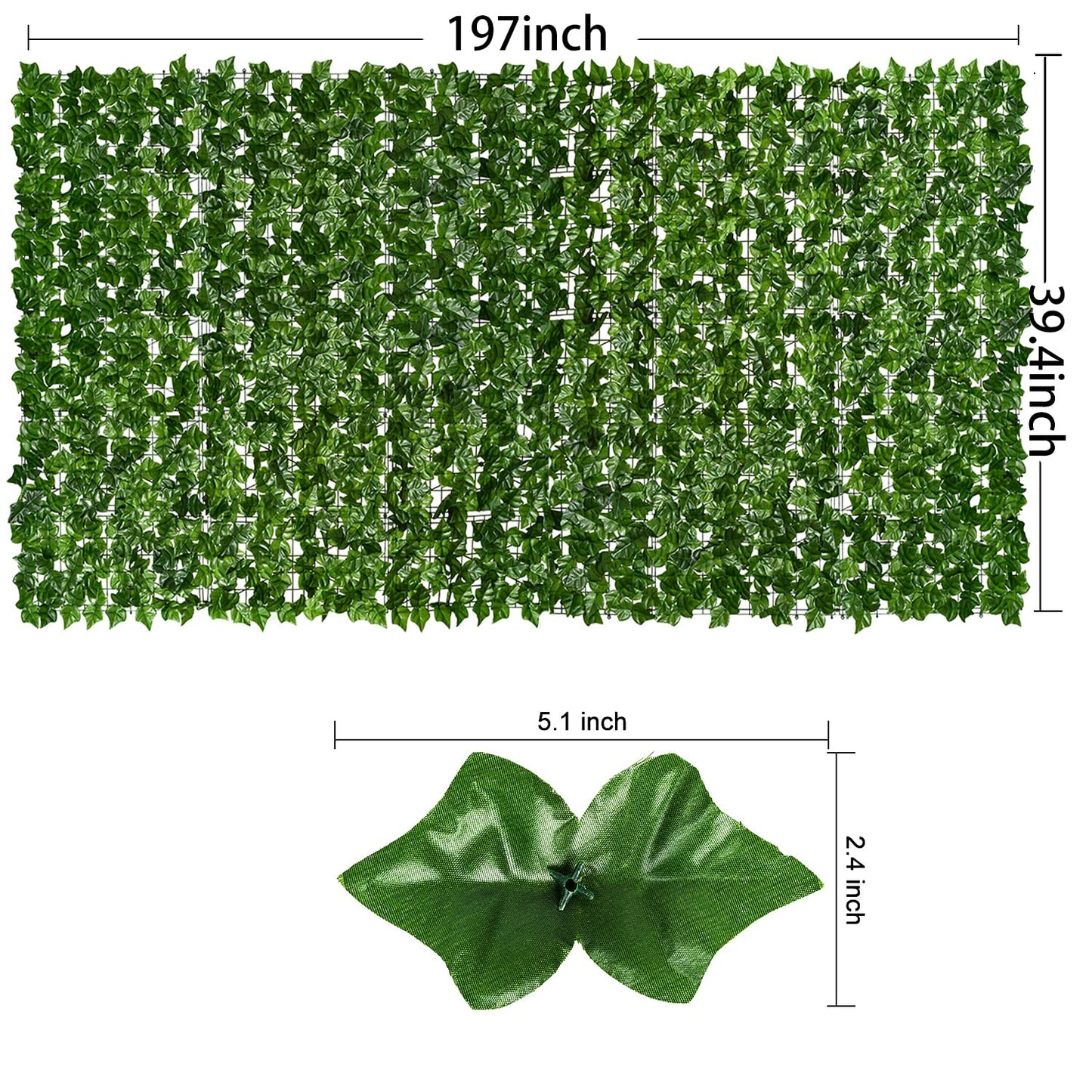 DearHouse Artificial Ivy Privacy Fence - 197x39.4in Artificial Hedges Fence and Faux Ivy Vine Leaf Decoration for Outdoor Indoor Garden Decor