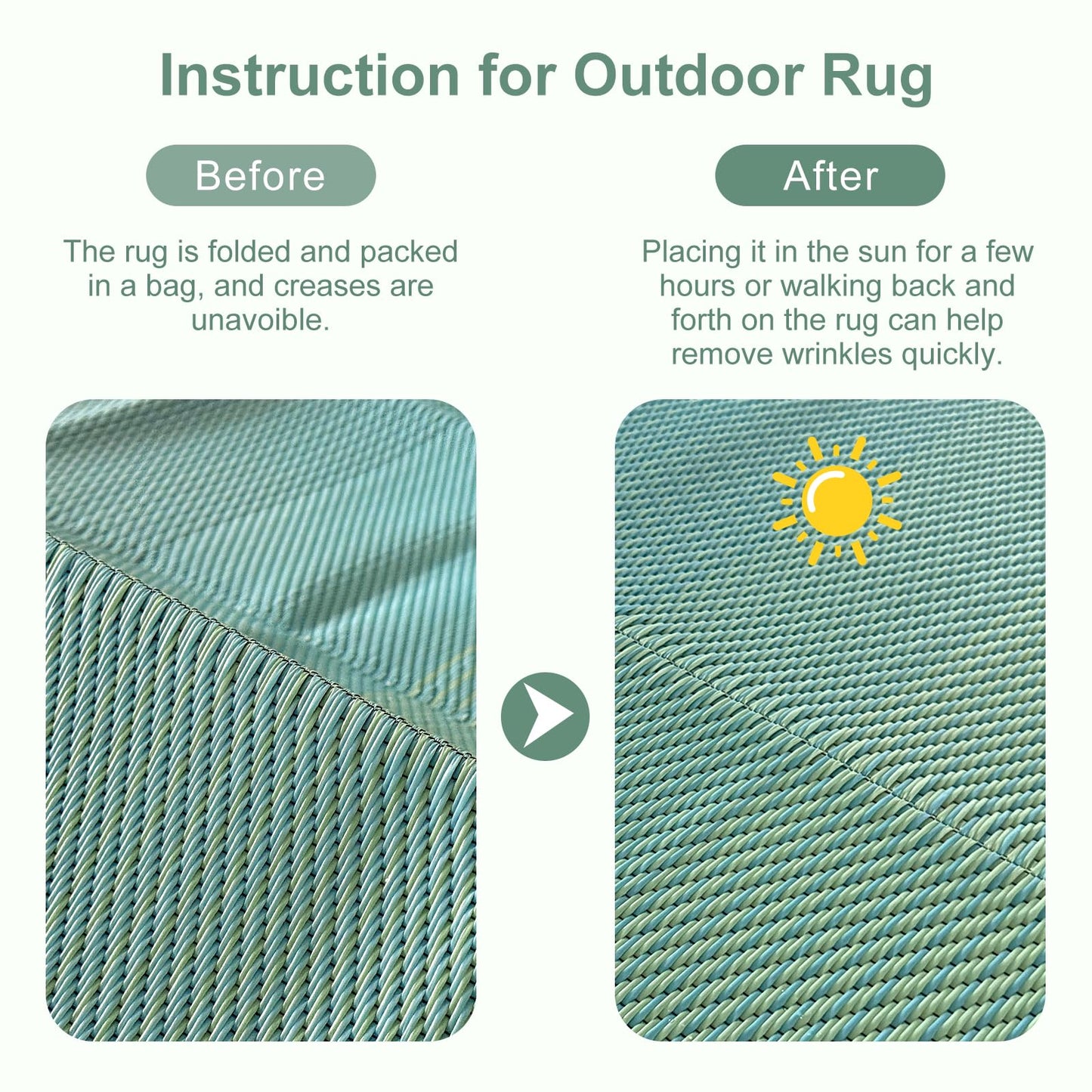 Anidaroel 8x10ft Ombre Outdoor Rug for Patios Clearance, Waterproof Camping Rug for Outside RV, Reversible Plastic Straw Outside Rugs, Large Outdoor Area Rug for Camper, Picnic(Blue&Green,8'x10')
