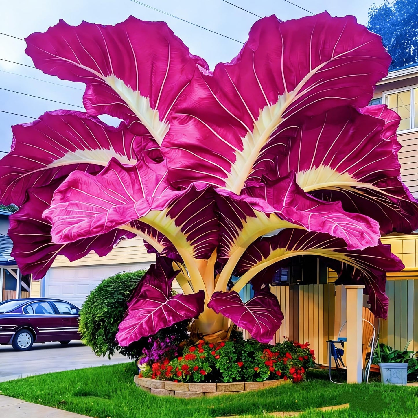 FEWSDVBX Elephant Ear- (Easy Grow) Tropical Foliage/Excellent Display/Mix Color/for Outdoor Gardens (6)